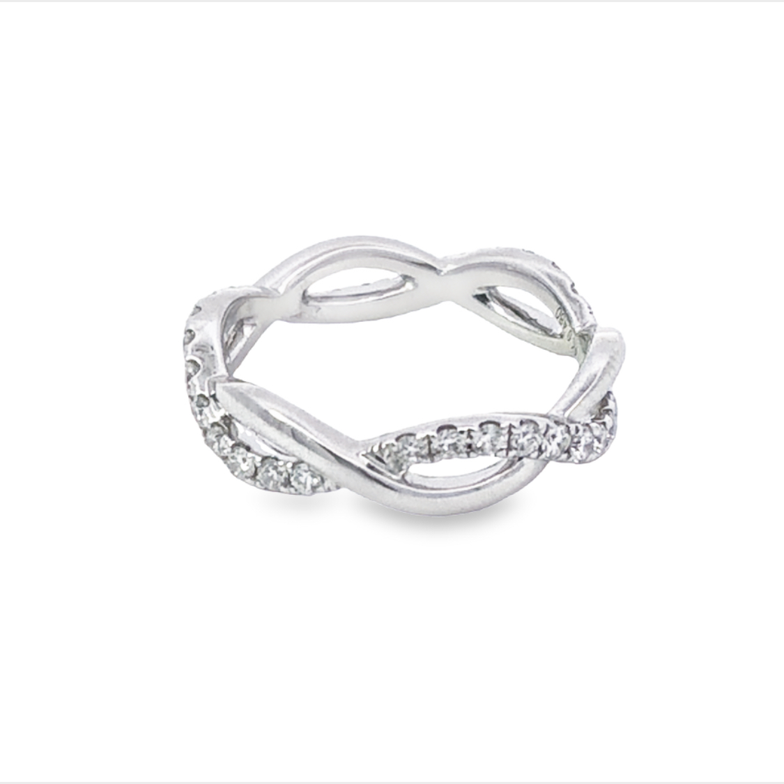 14K White Gold Diamond Twist Band