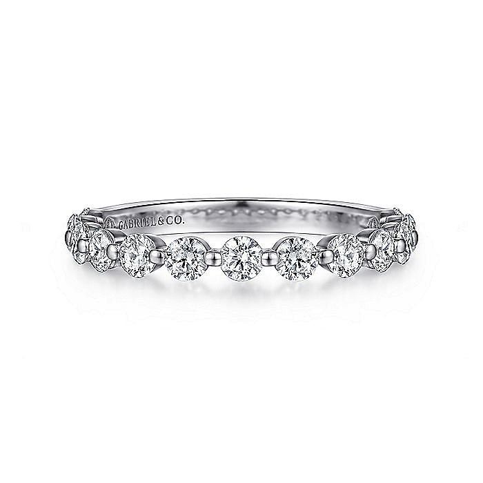 Gabriel & Co.14K White Gold Diamond Anniversary Band with 13 Round Diamonds 0.86CTW G-H SI2