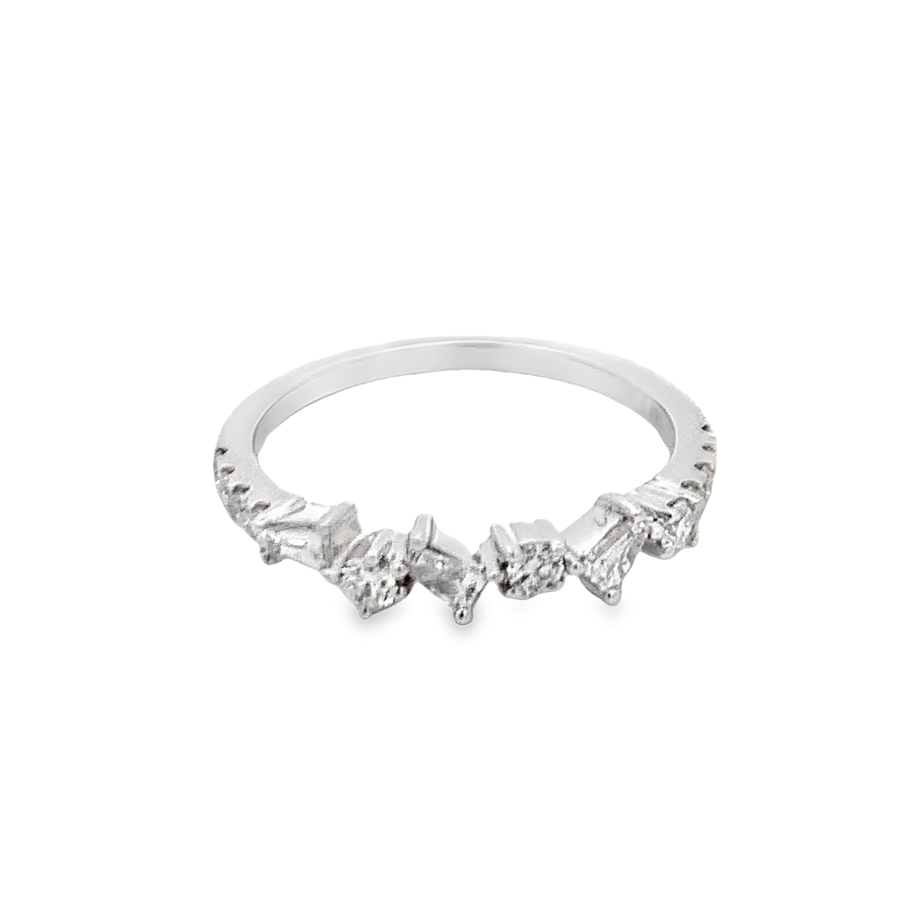 14K White Gold Mix Shape Diamond Anniversary Band