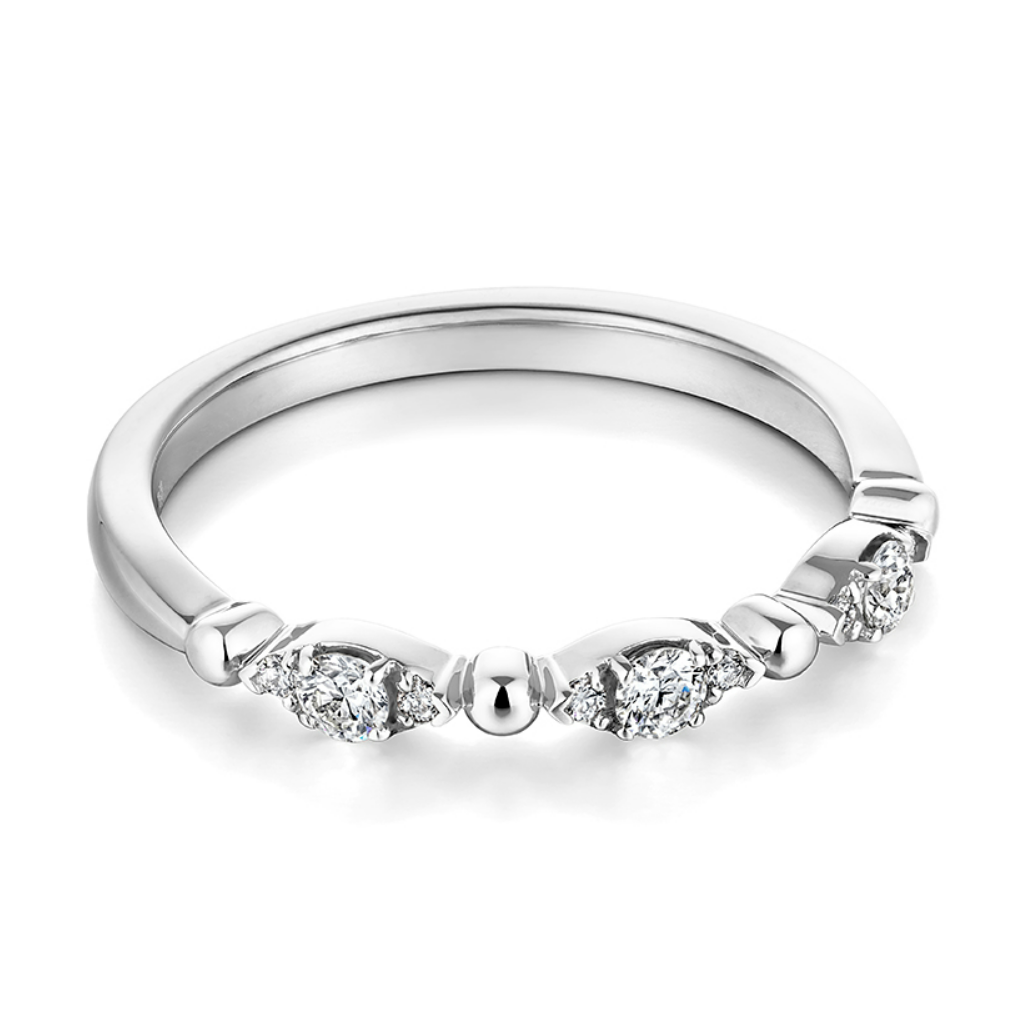 Hearts on Fire 18K White Gold Beaded Regal Diamond Band