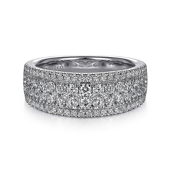 Gabriel & Co. 14K White Gold Wide Diamond Anniversary Band