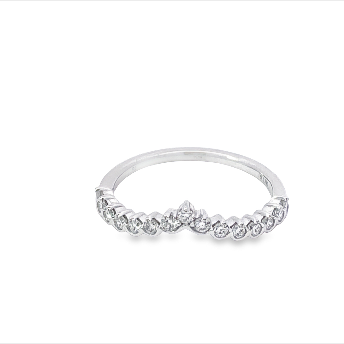 14K White Gold Diamond V Anniversary Band