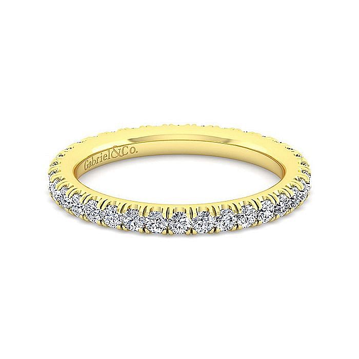 Gabriel & Co. 14K Yellow Gold French Pave Set Diamond Eternity Band