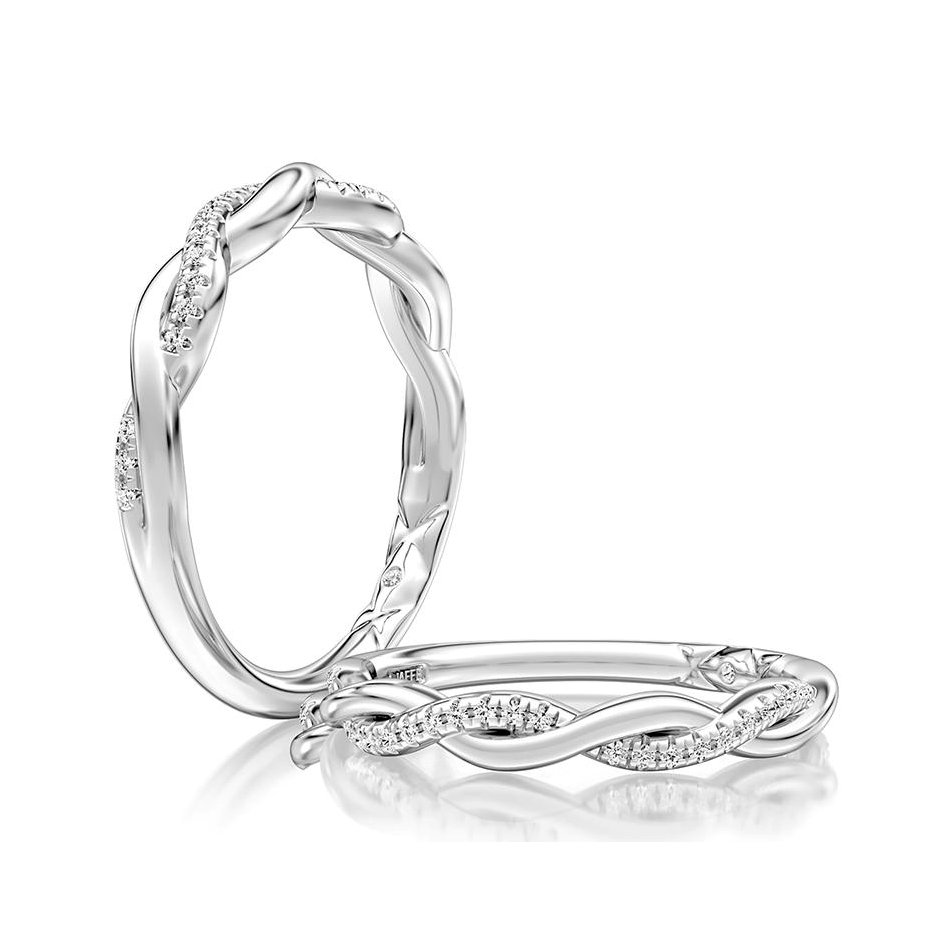 A. Jaffe 14K White Gold Diamond Twist Wedding Band