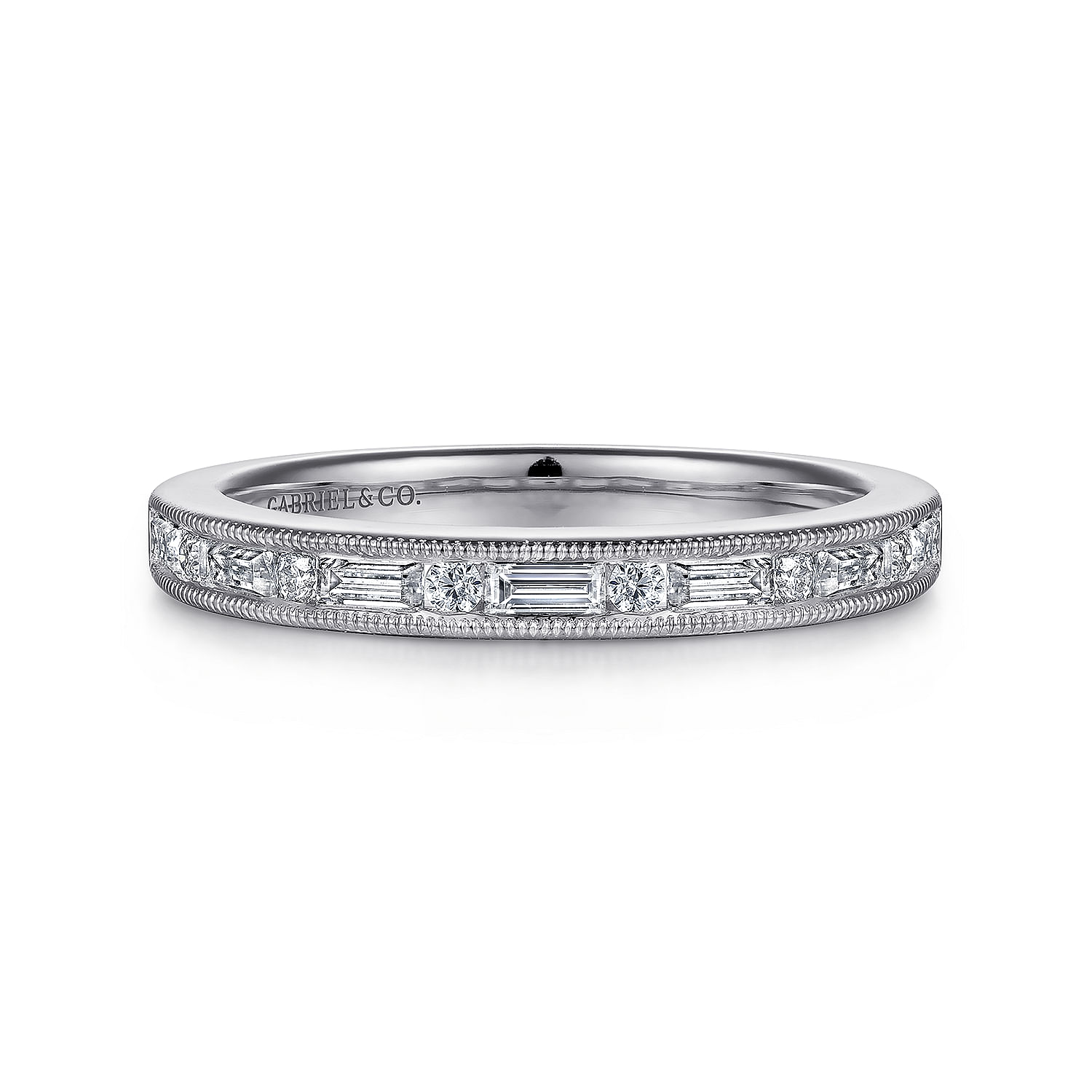 Gabriel & Co. 14K White Gold Alternating Diamond Anniversary Band