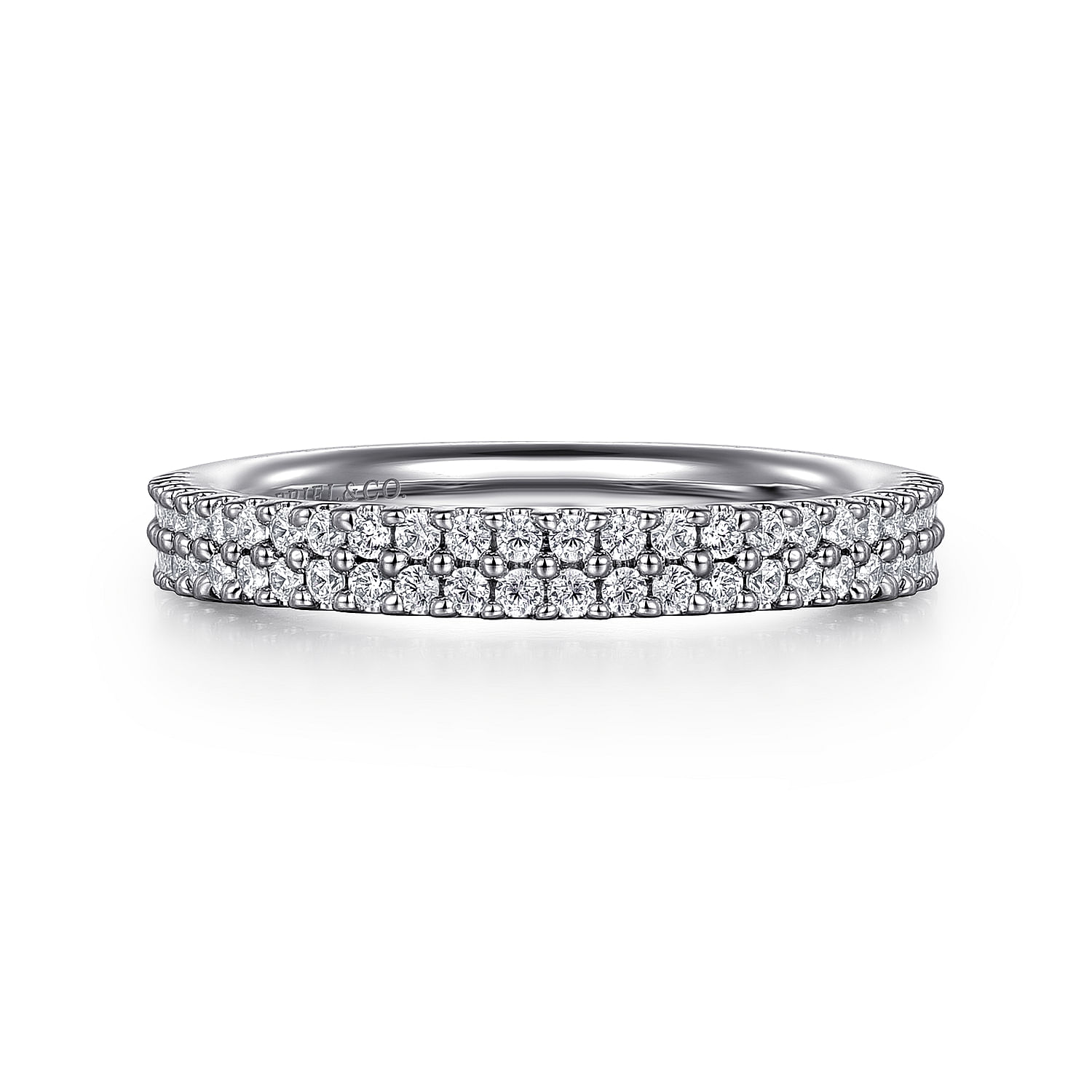 Gabriel & Co. 14K White Gold Double Row Diamond Anniversary Band