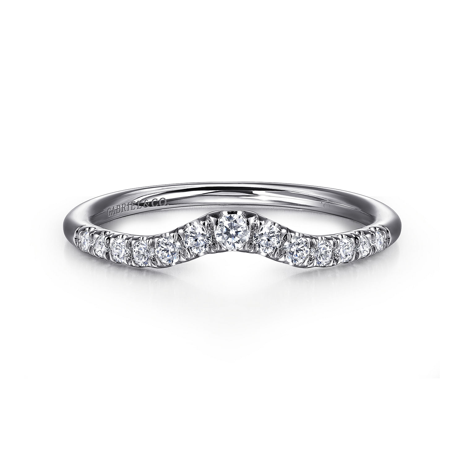 Gabriel & Co. 14K White Gold Curved Diamond Anniversary Band