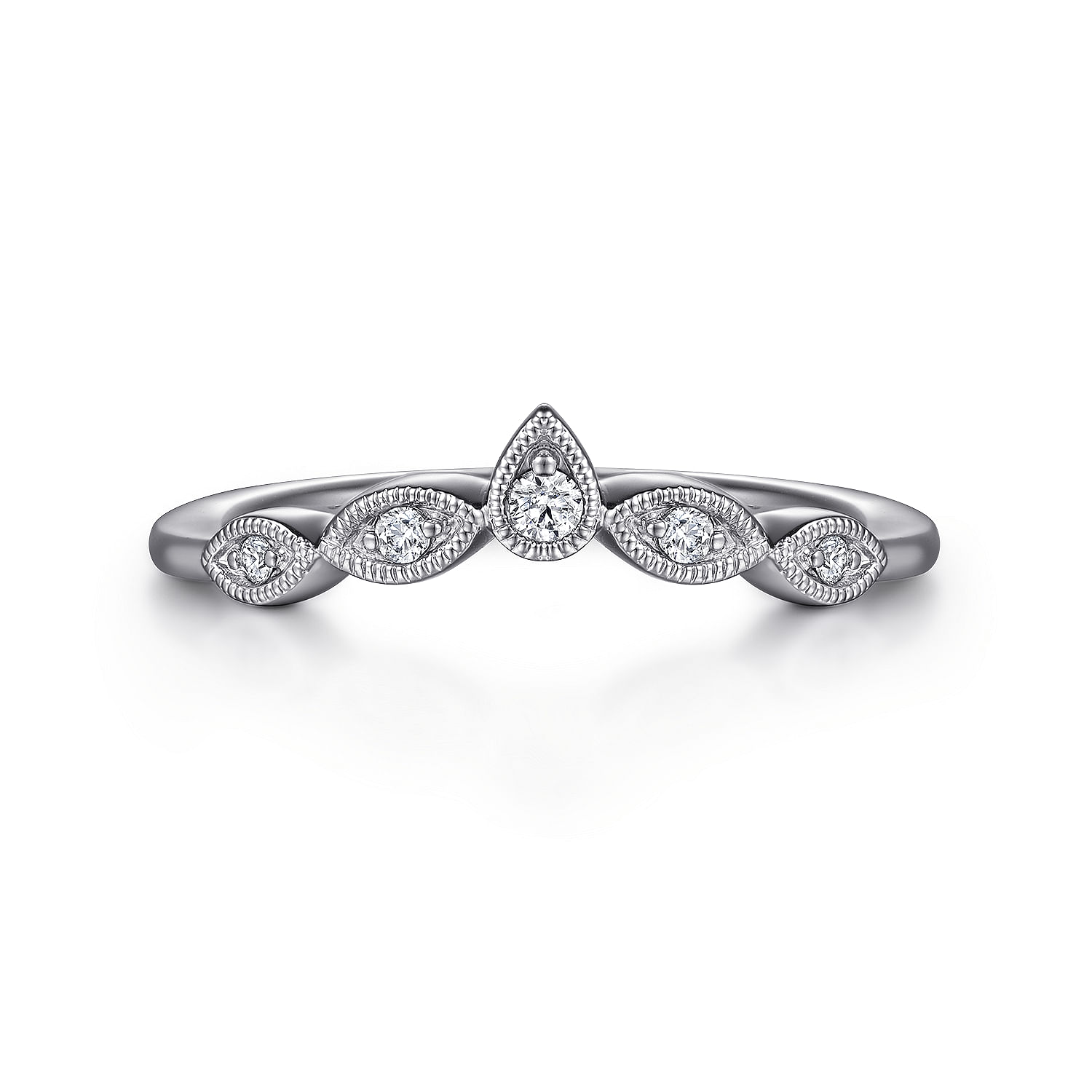 Gabriel & Co. 14K White Gold Vintage Diamond Anniversary Band