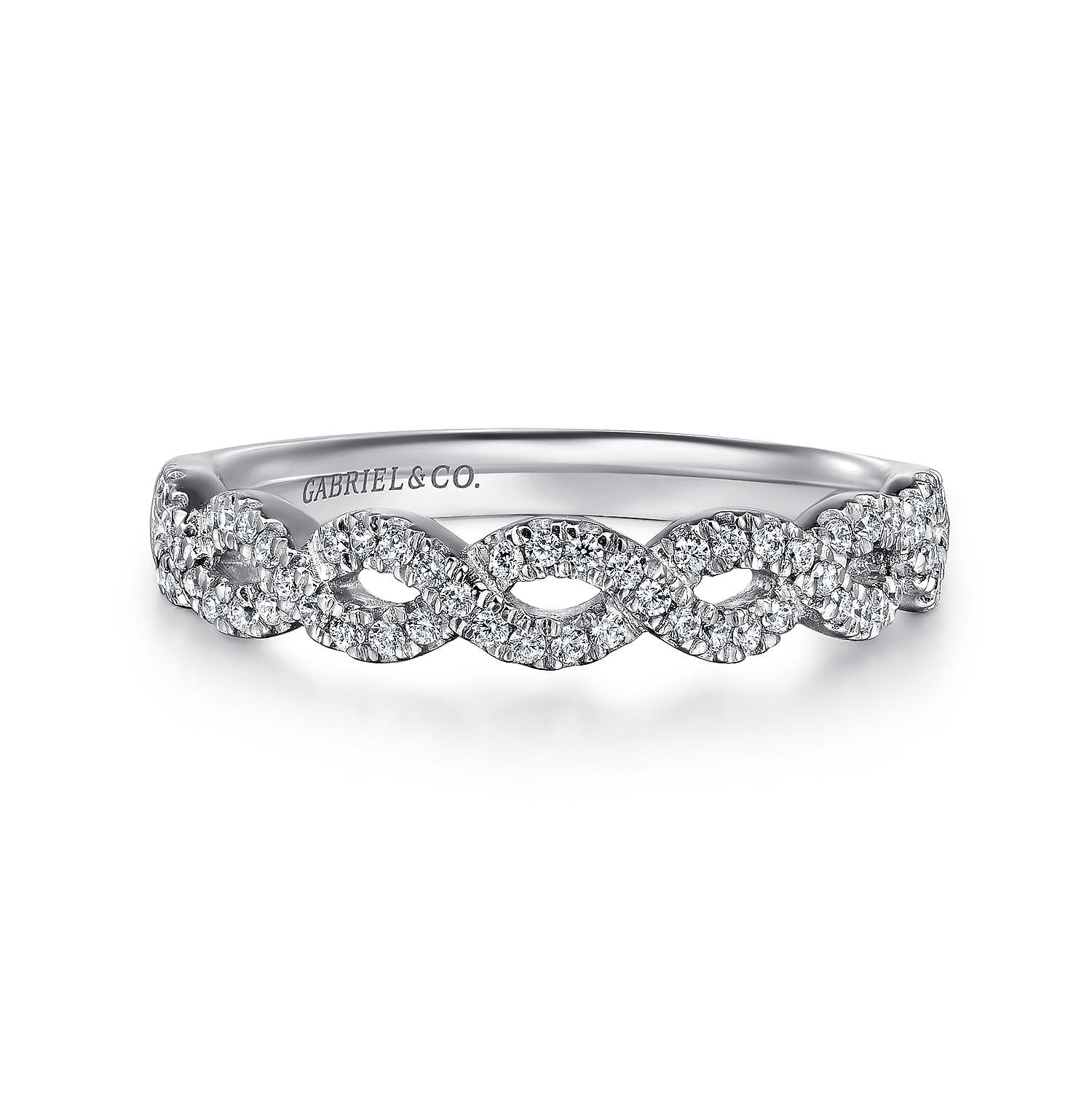 Gabriel & Co. 14K White Gold Twist Diamond Anniversary Band