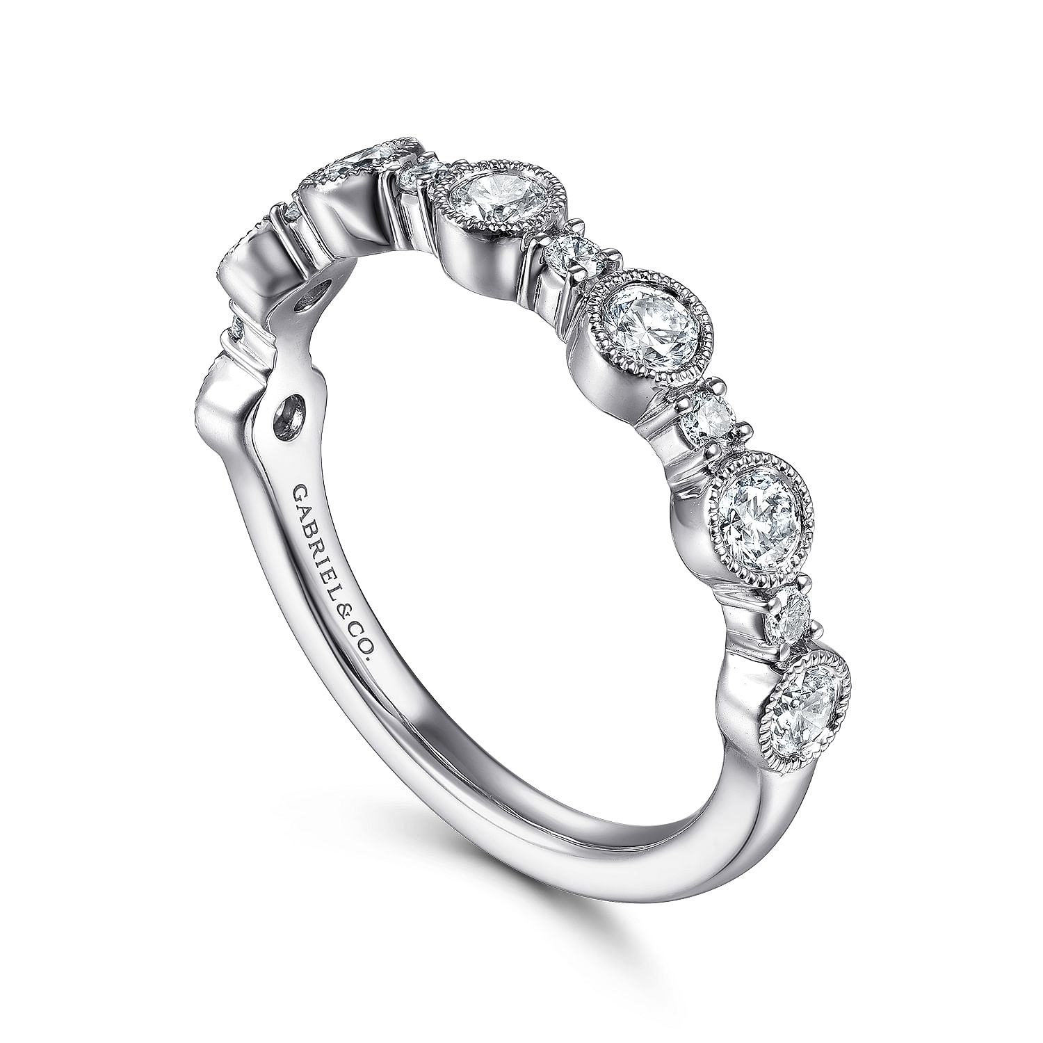 Gabriel & Co. 14K White Gold Bezel Diamond Anniversary Band