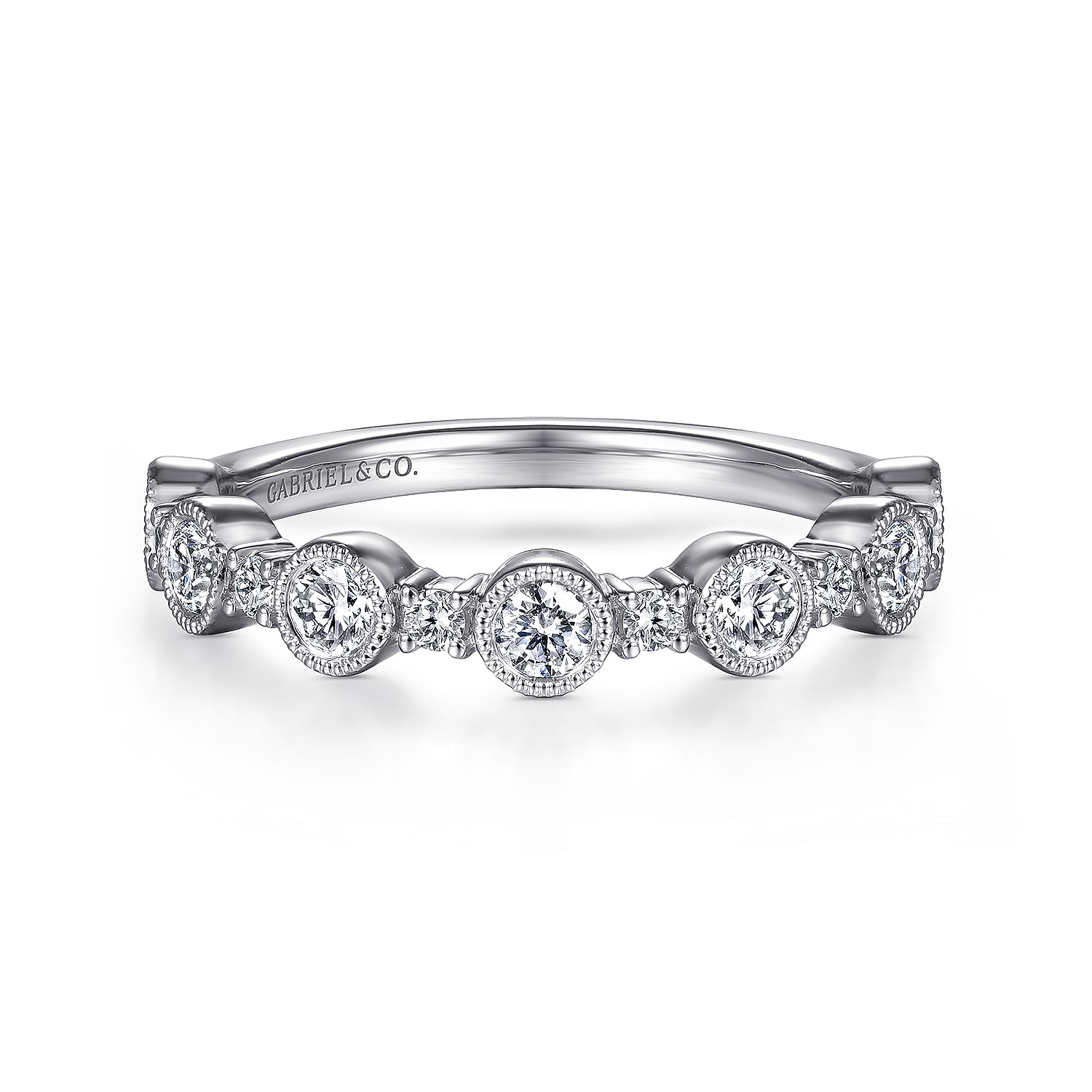 Gabriel & Co. 14K White Gold Bezel Diamond Anniversary Band