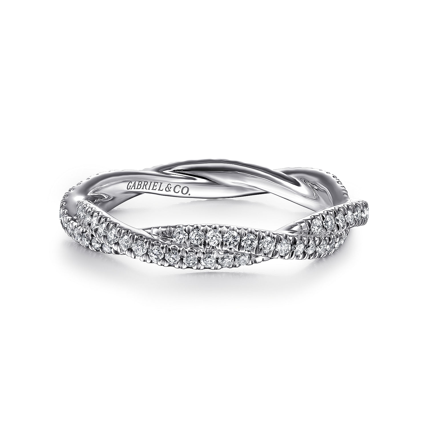 Gabriel & Co. 14K White Gold Twist Diamond Anniversary Band