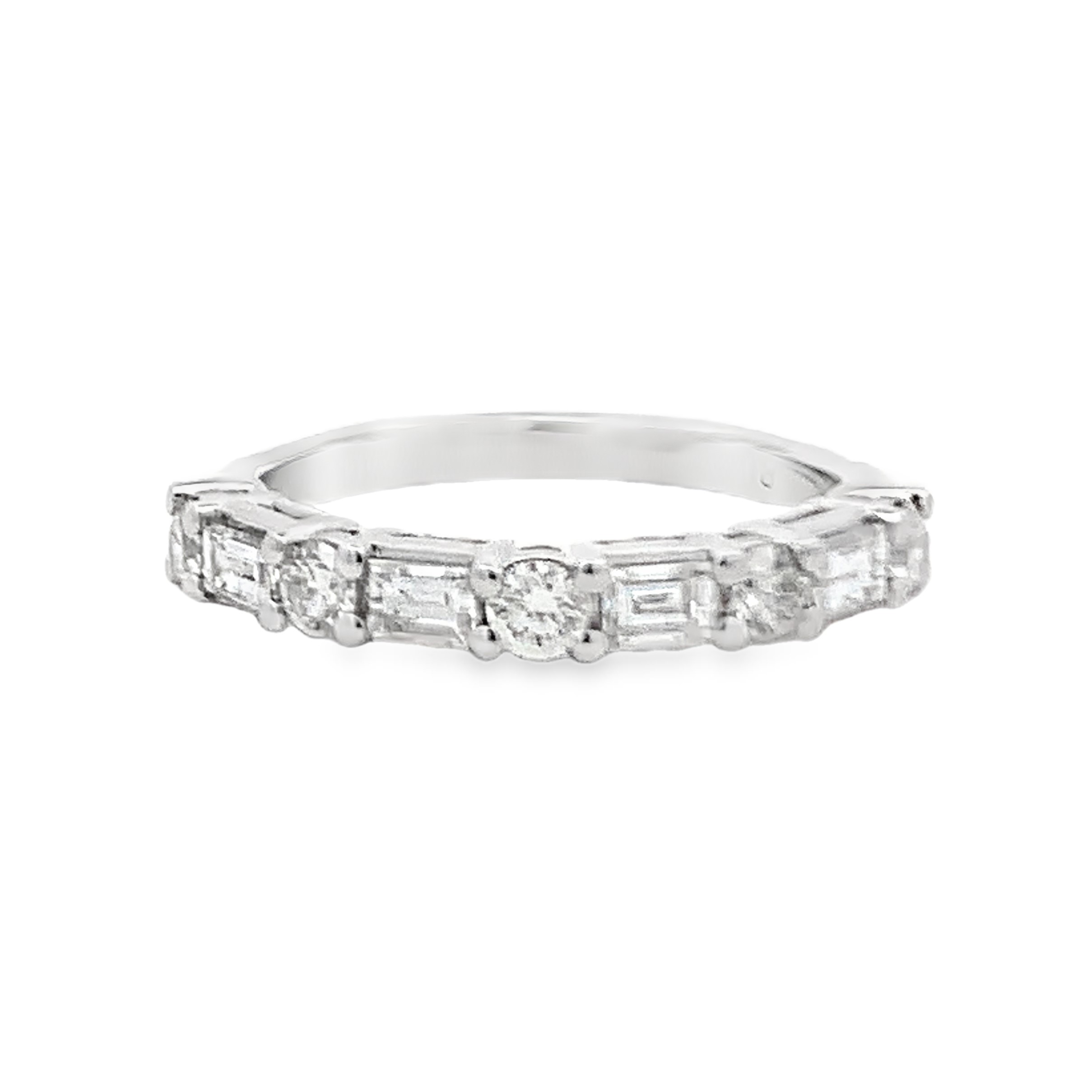 14K White Gold Alternating Diamond Anniversary Band