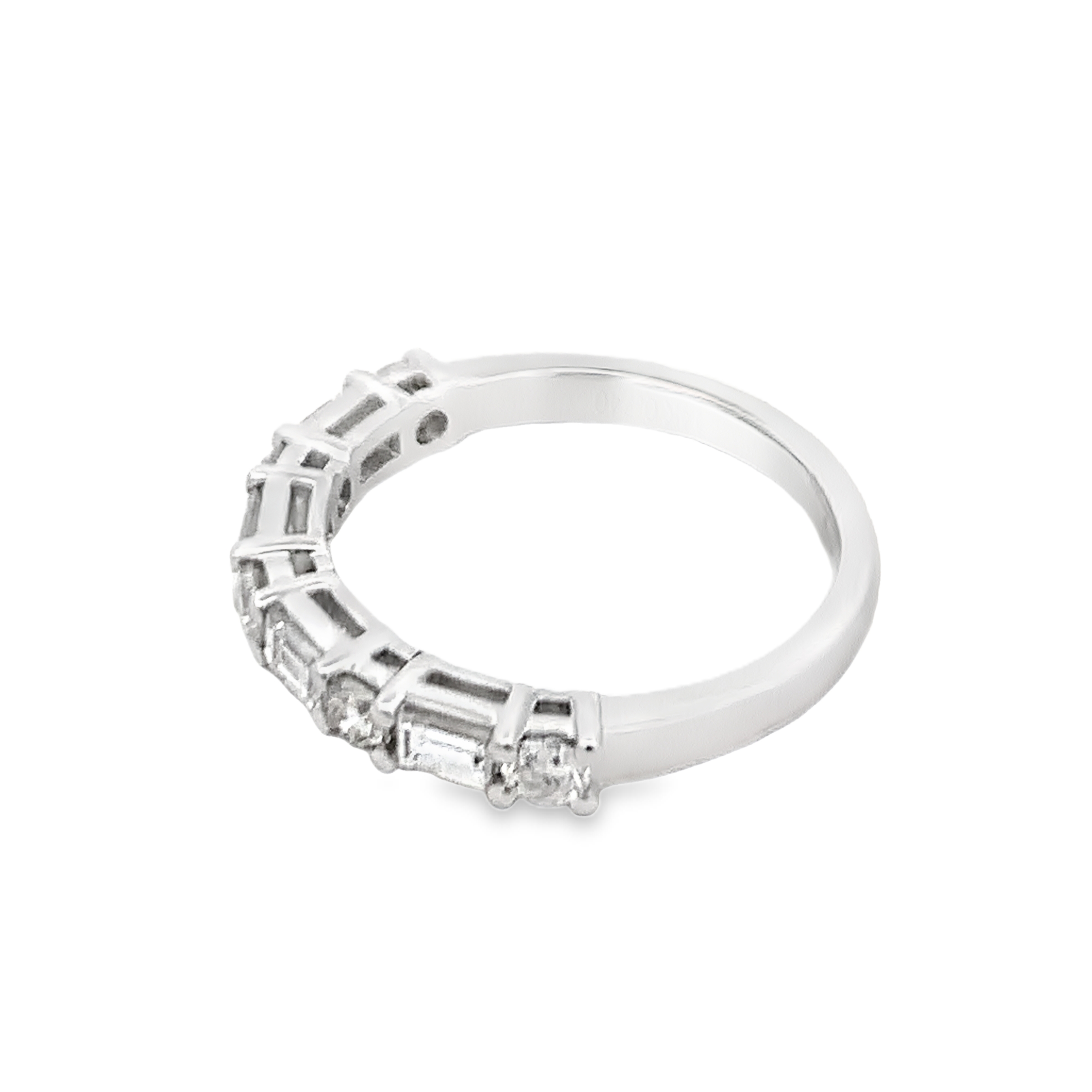 14K White Gold Alternating Diamond Anniversary Band