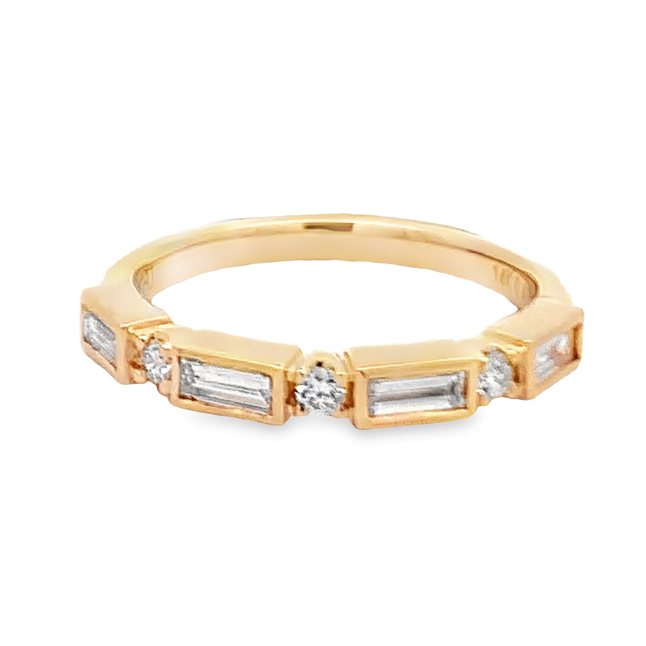 14K Yellow Gold Alternating Bezel Anniversary Band