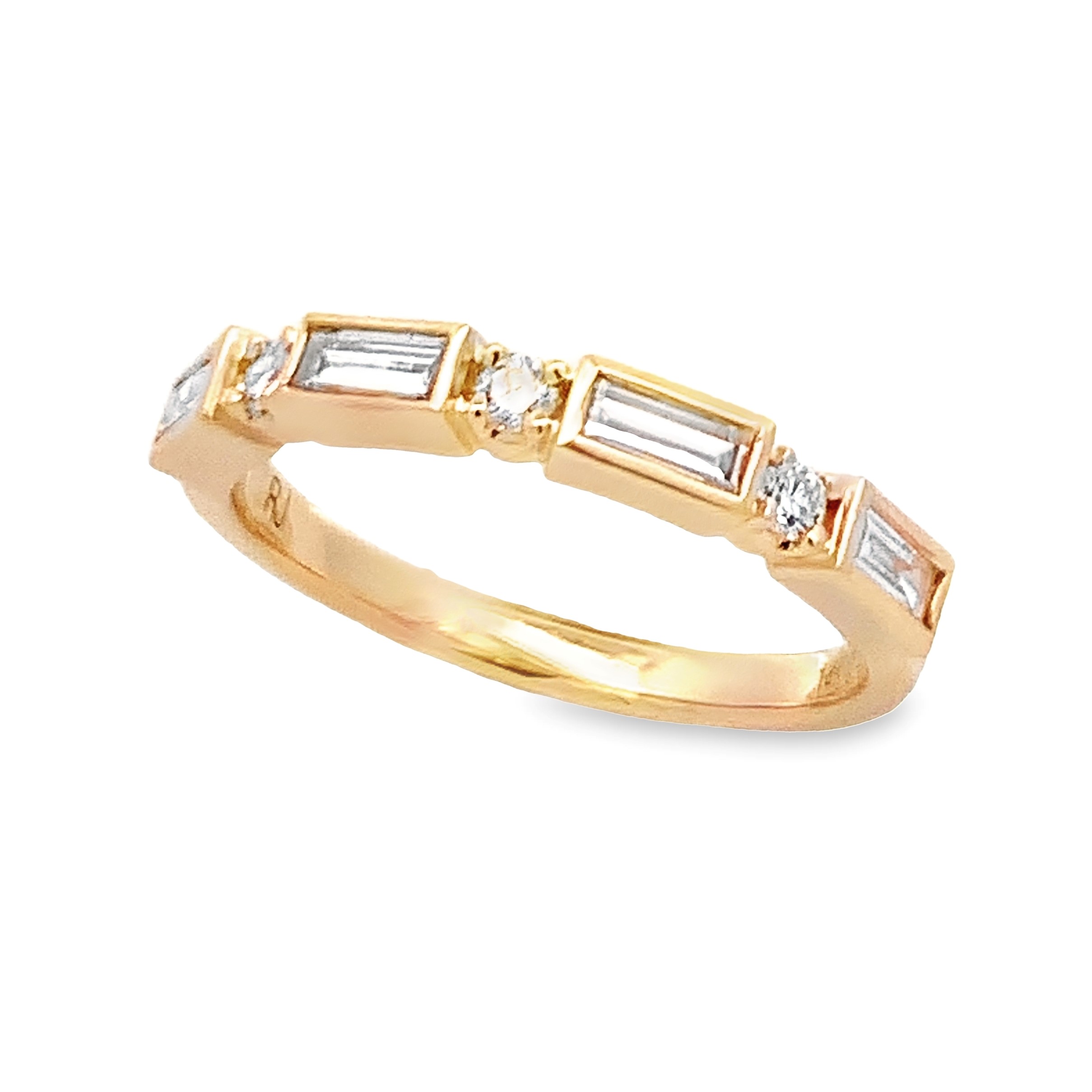 14K Yellow Gold Alternating Bezel Anniversary Band