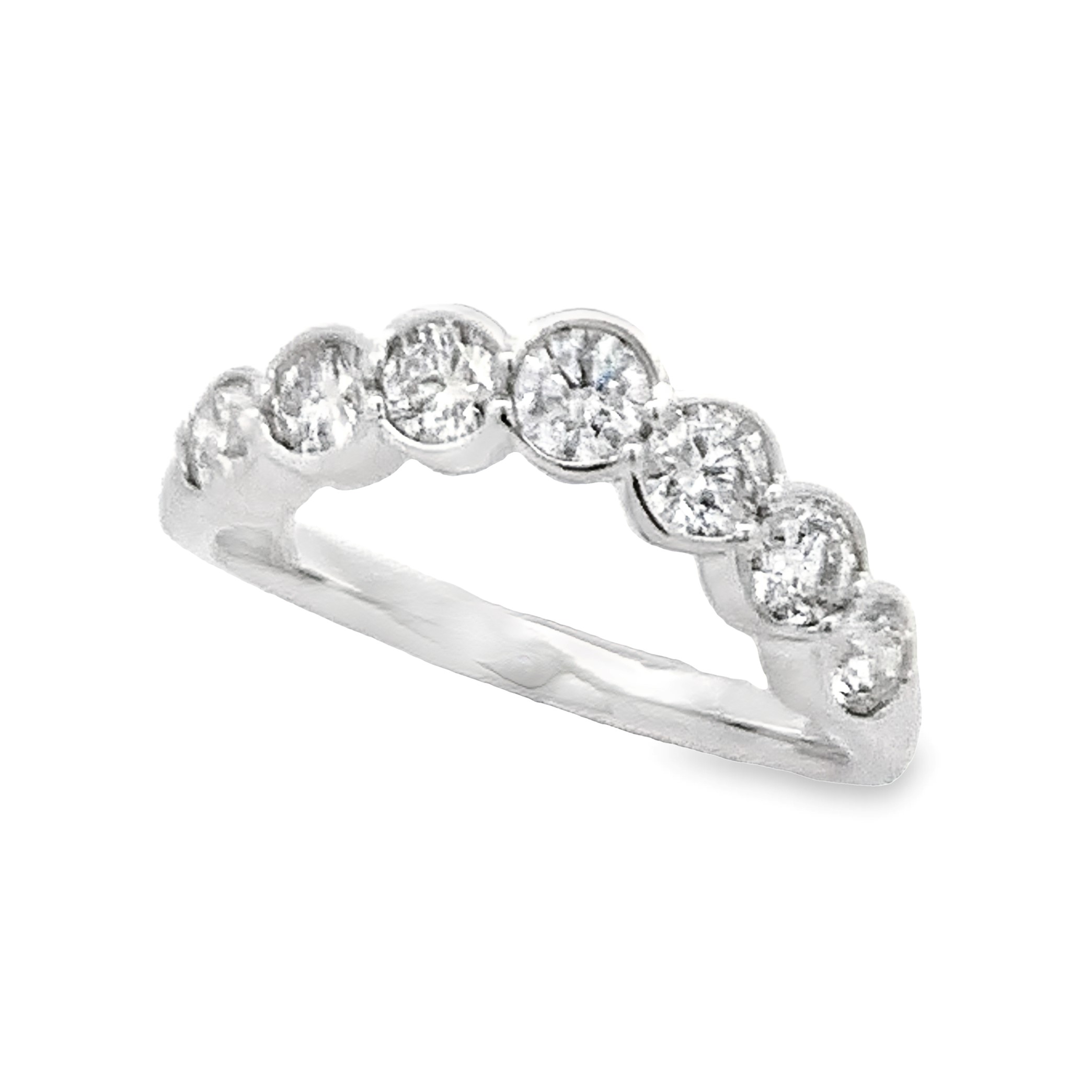 14K White Gold Curved Bezel Anniversary Band