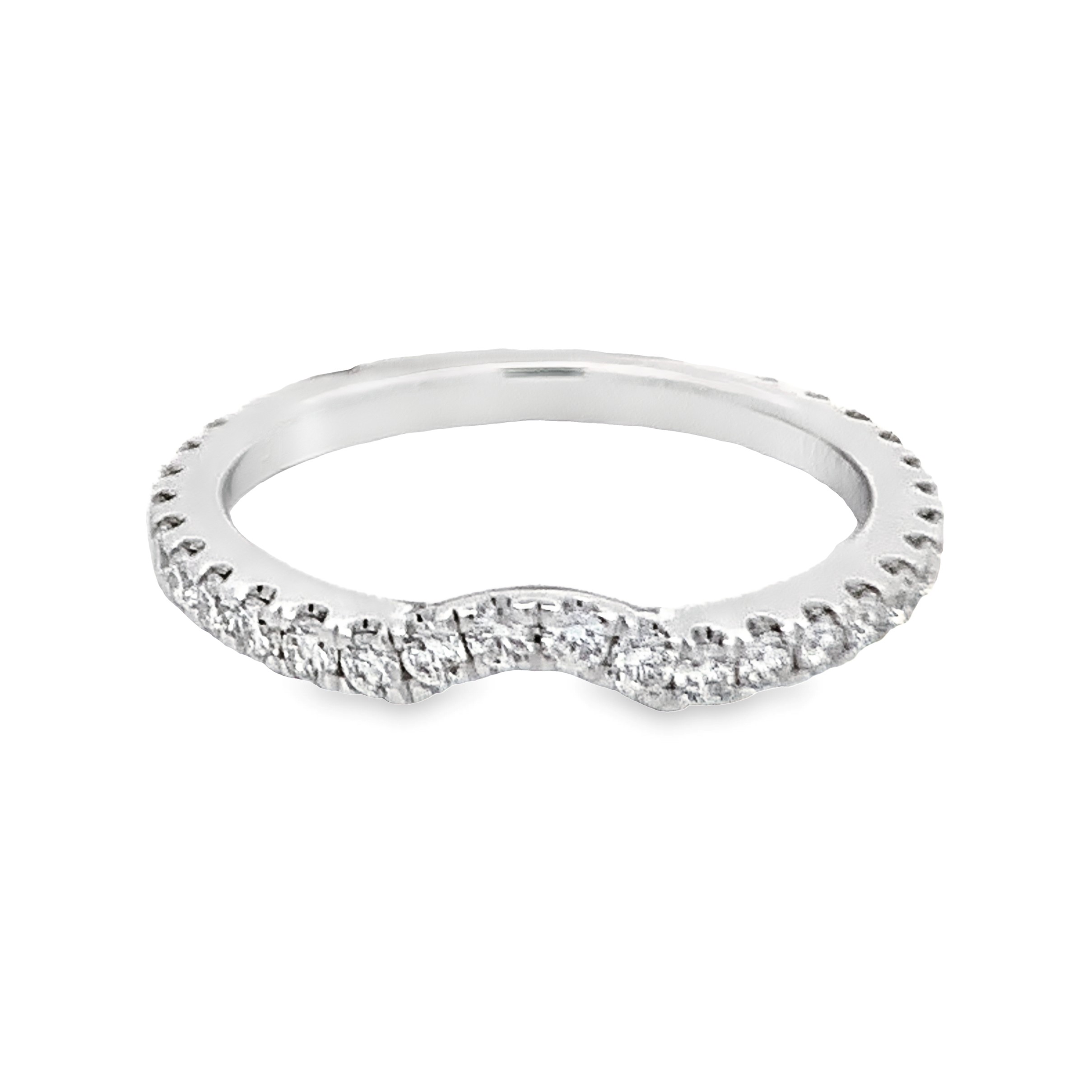 14K White Gold Curved Anniversary Band