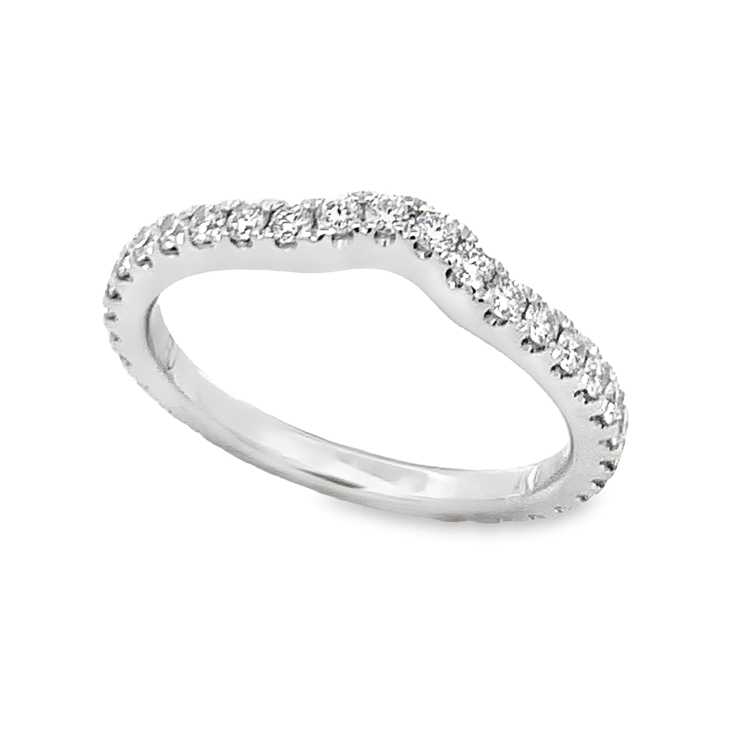 14K White Gold Curved Anniversary Band