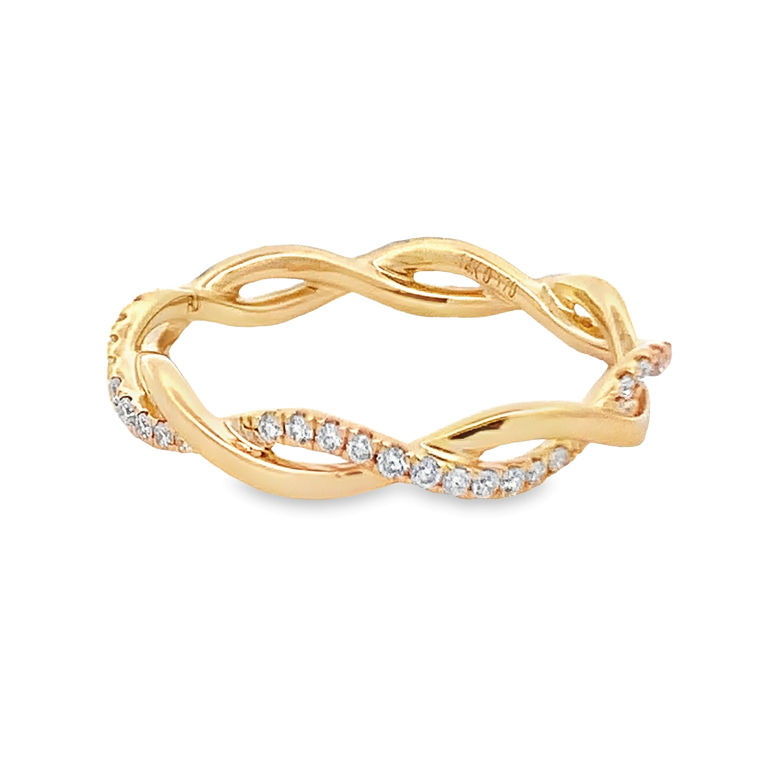 14K Yellow Gold Twist Diamond Band