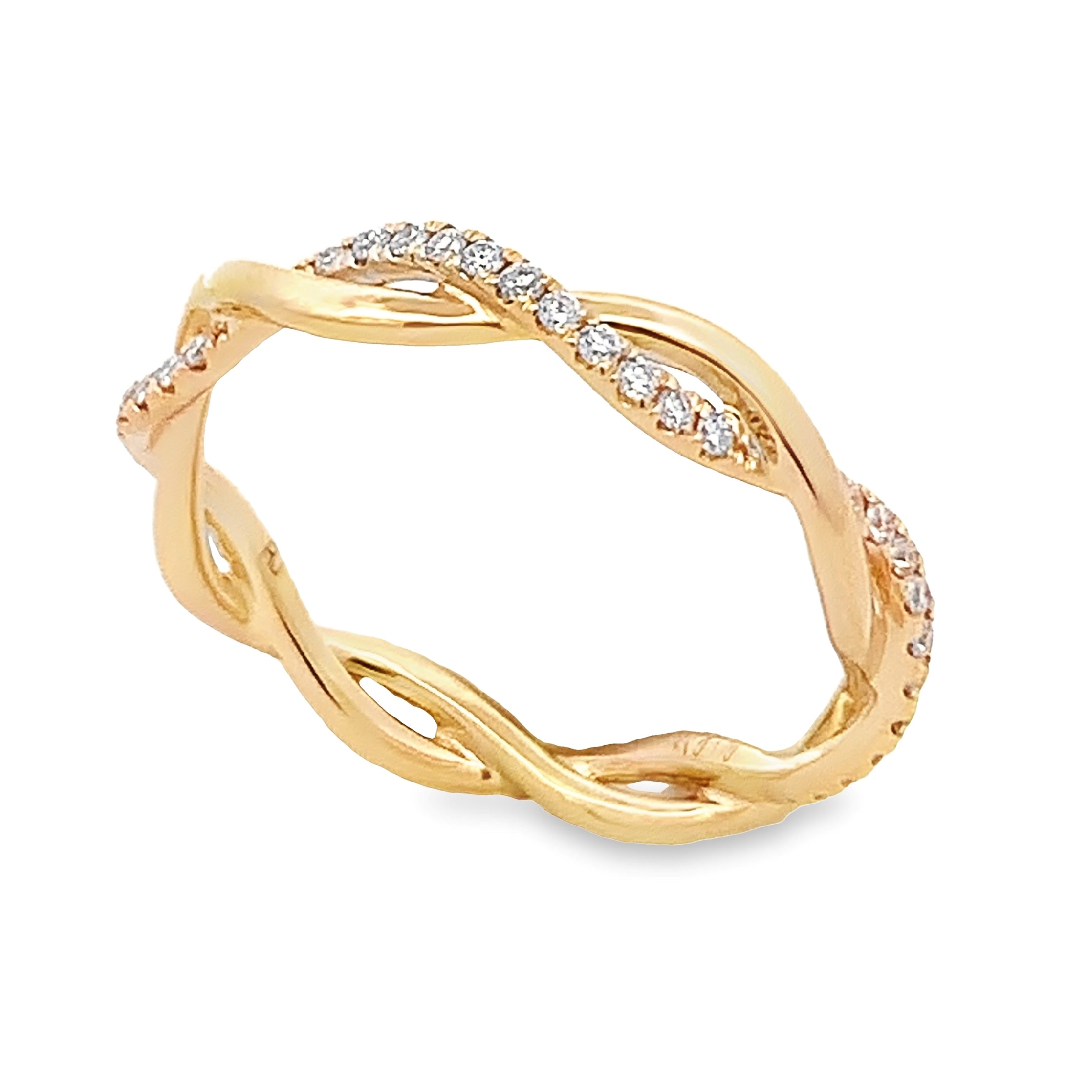 14K Yellow Gold Twist Diamond Band