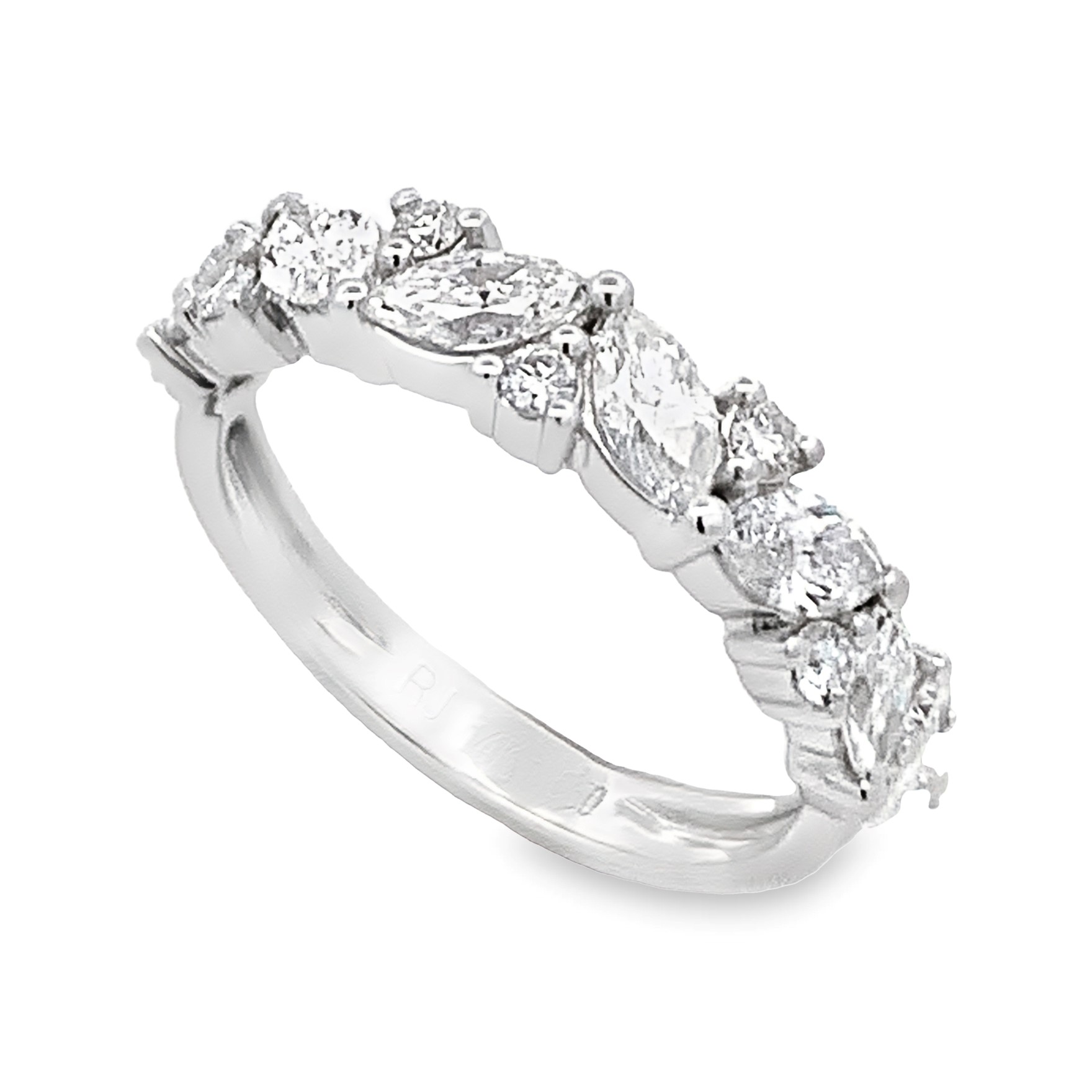 14K White Gold Mix-Shape Diamond Anniversary Band