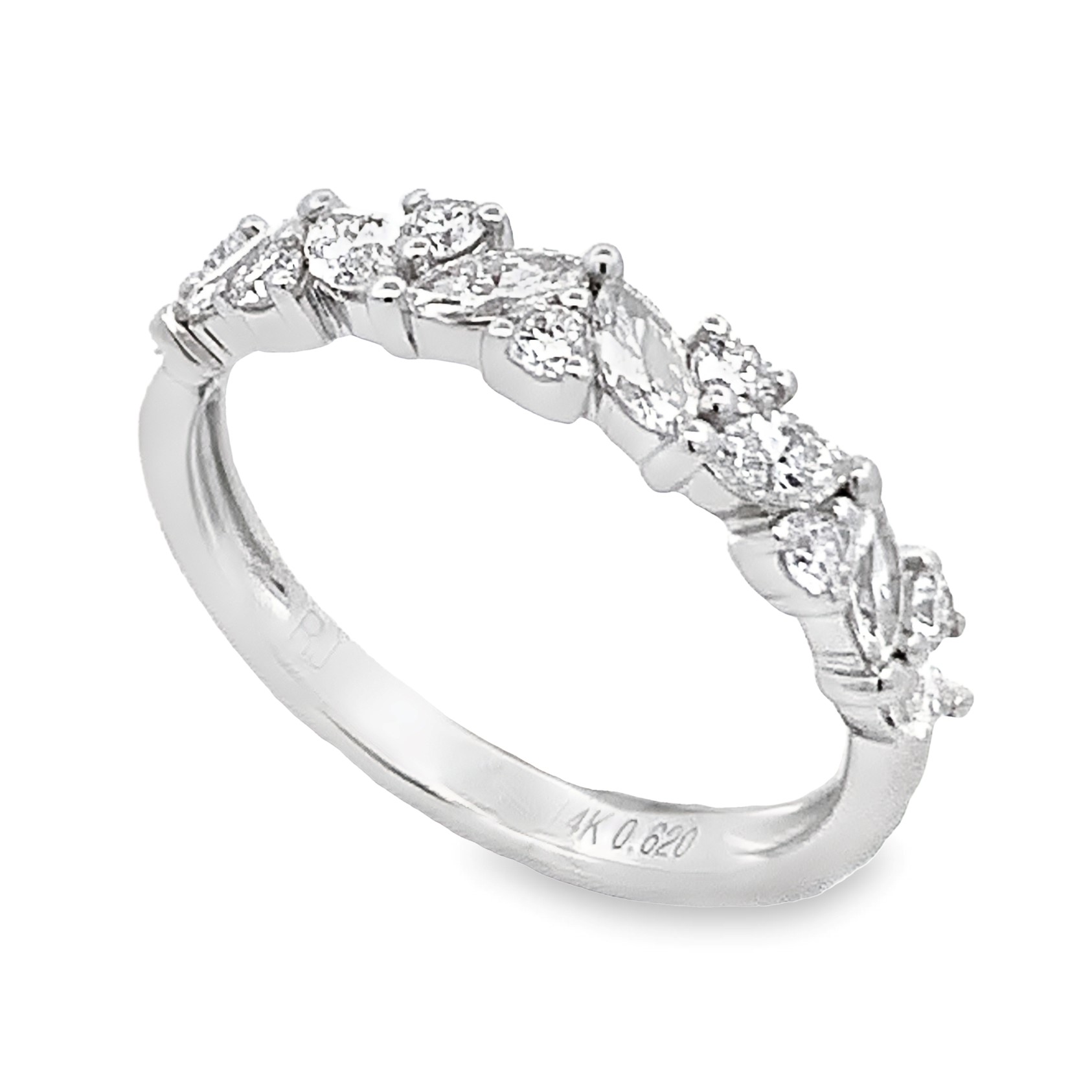 14K White Gold Mix-Shape Diamond Anniversary Band