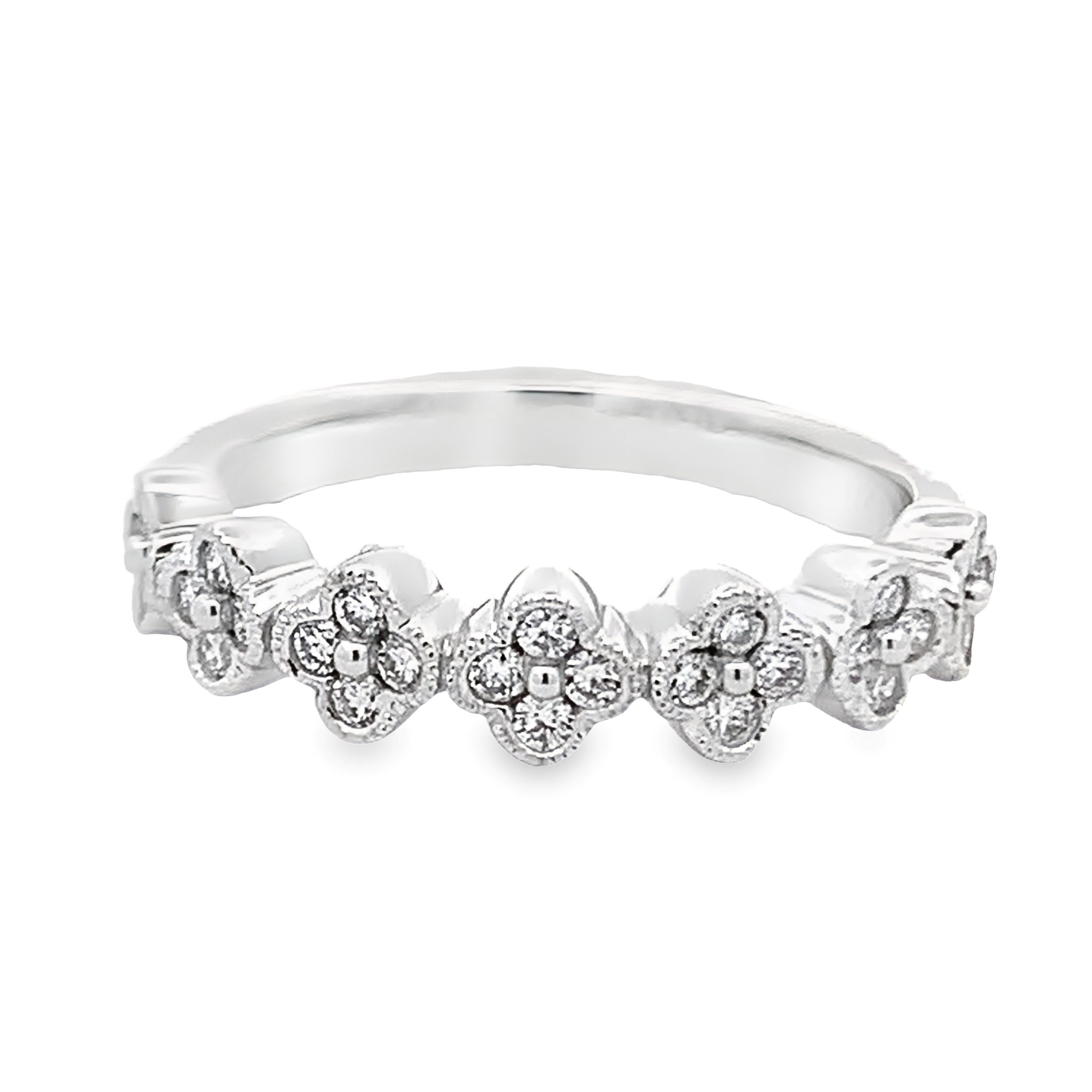 14K White Gold Diamond Cluster Band