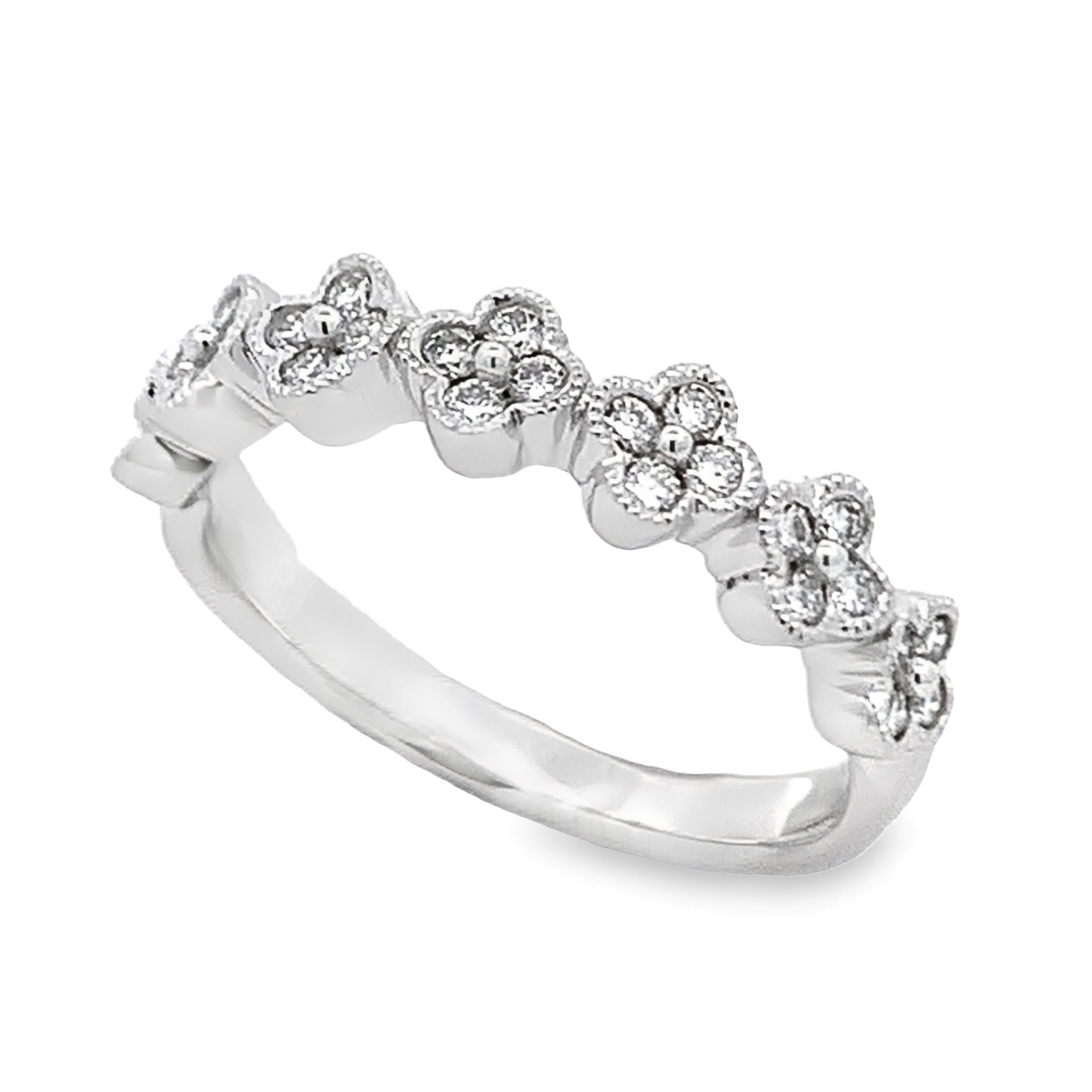 14K White Gold Diamond Cluster Band