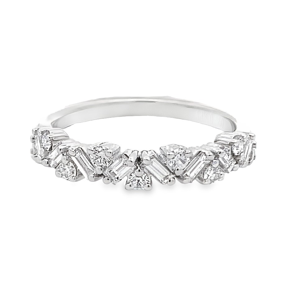 14K White Gold Mix-Shape Diamond Anniversary Band