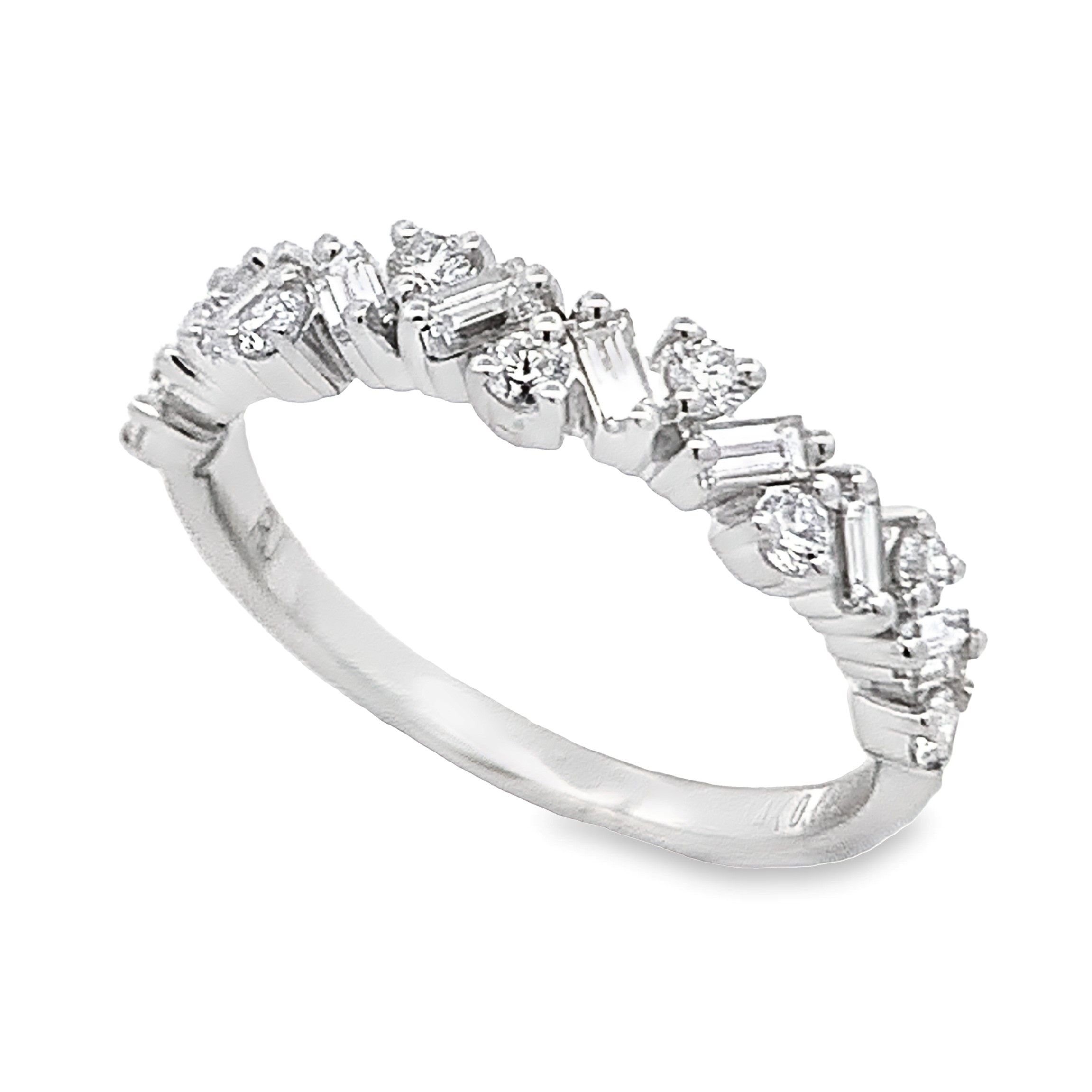 14K White Gold Mix-Shape Diamond Anniversary Band