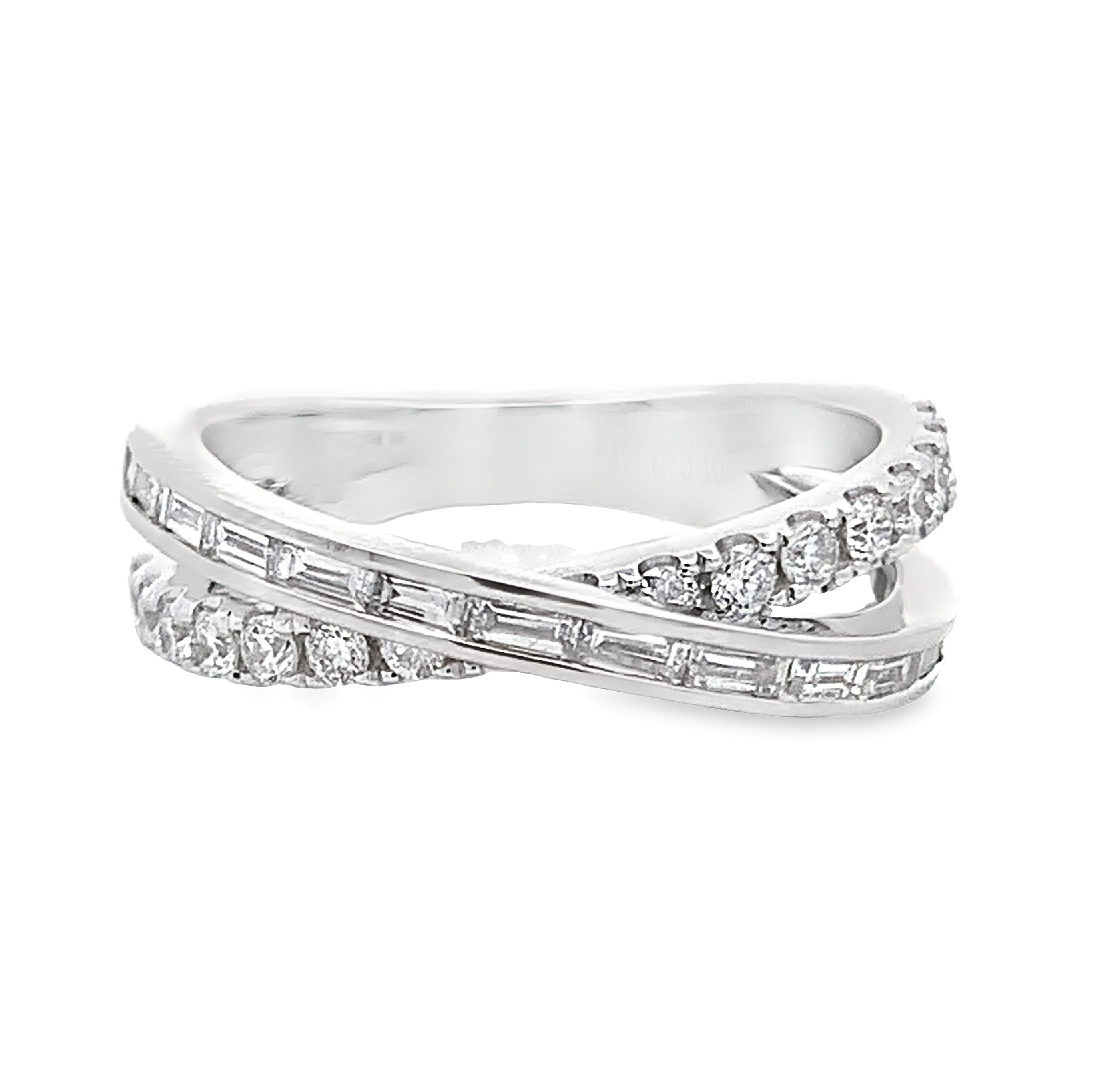 14K White Gold Criss Cross Diamond Band