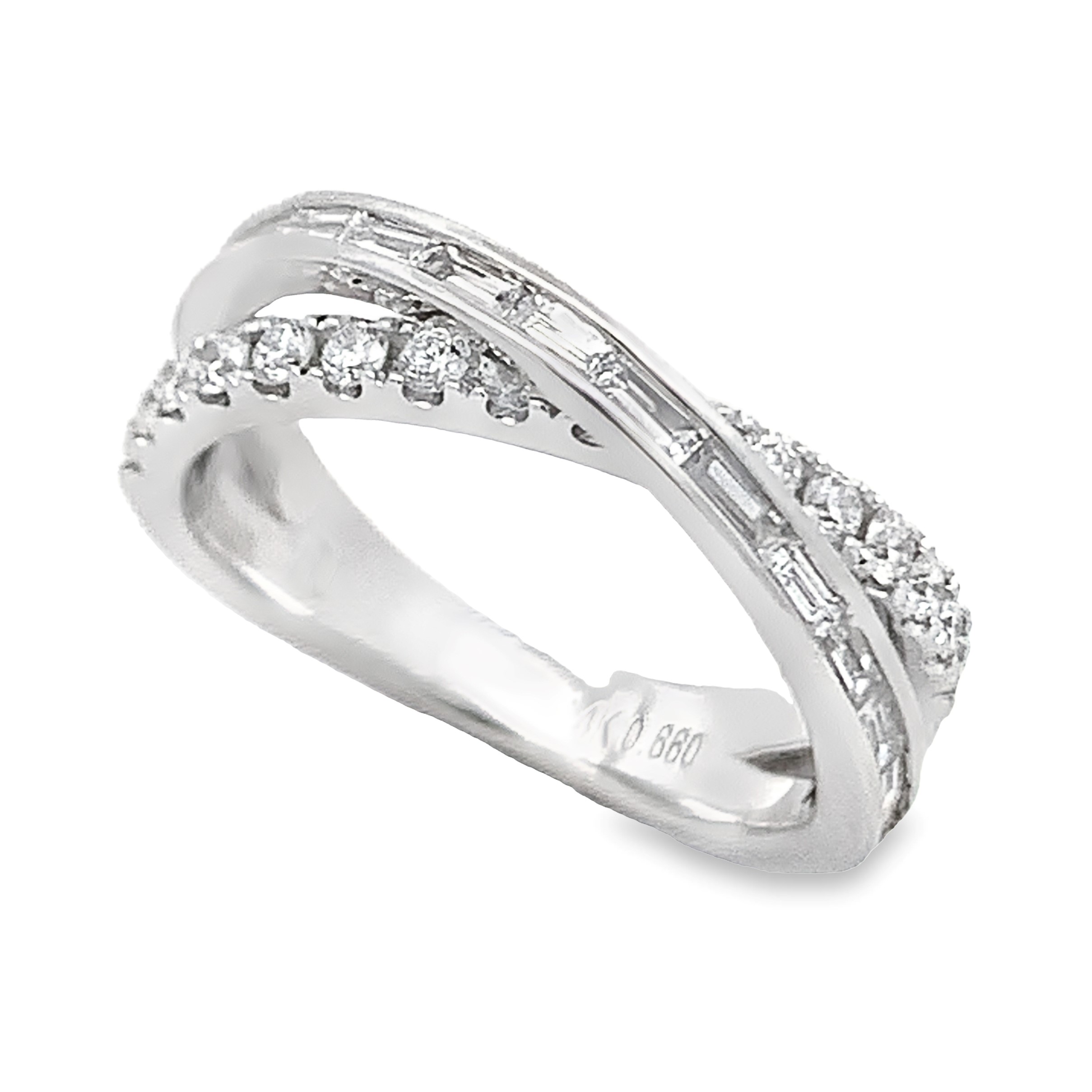 14K White Gold Criss Cross Diamond Band