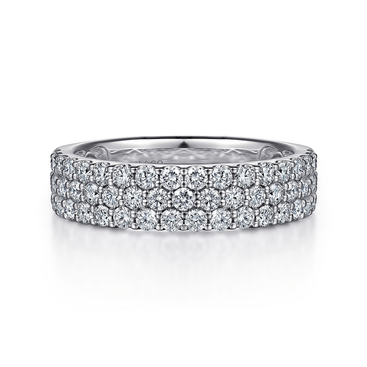 Gabriel & Co. 14K White Gold 3-Row Anniversary Band