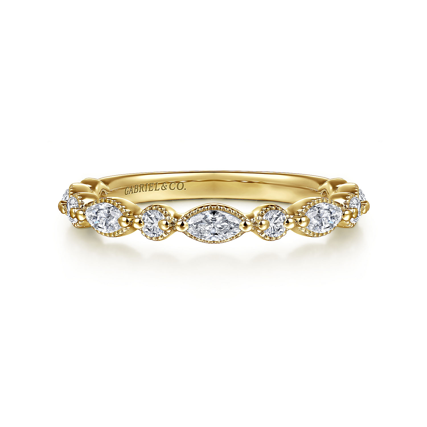 Gabriel & Co. 14K Yellow Gold Alternating Diamond Anniversary Band