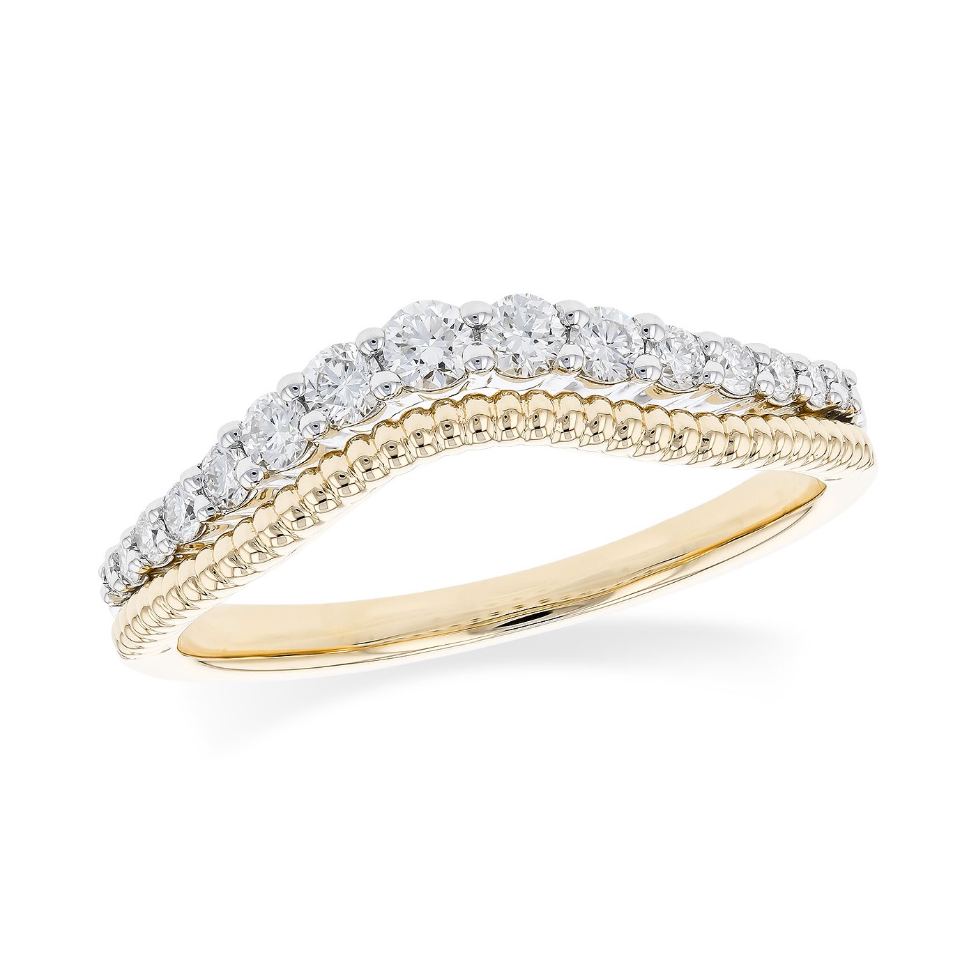 Allison Kaufman 14K Two-Tone Curved Diamond Anniversary Band