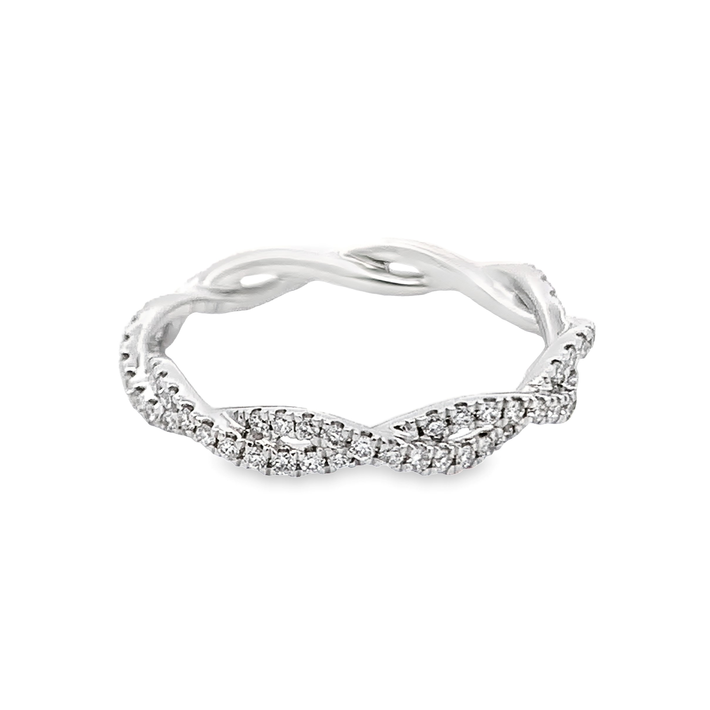 14K White Gold Twist Diamond Band