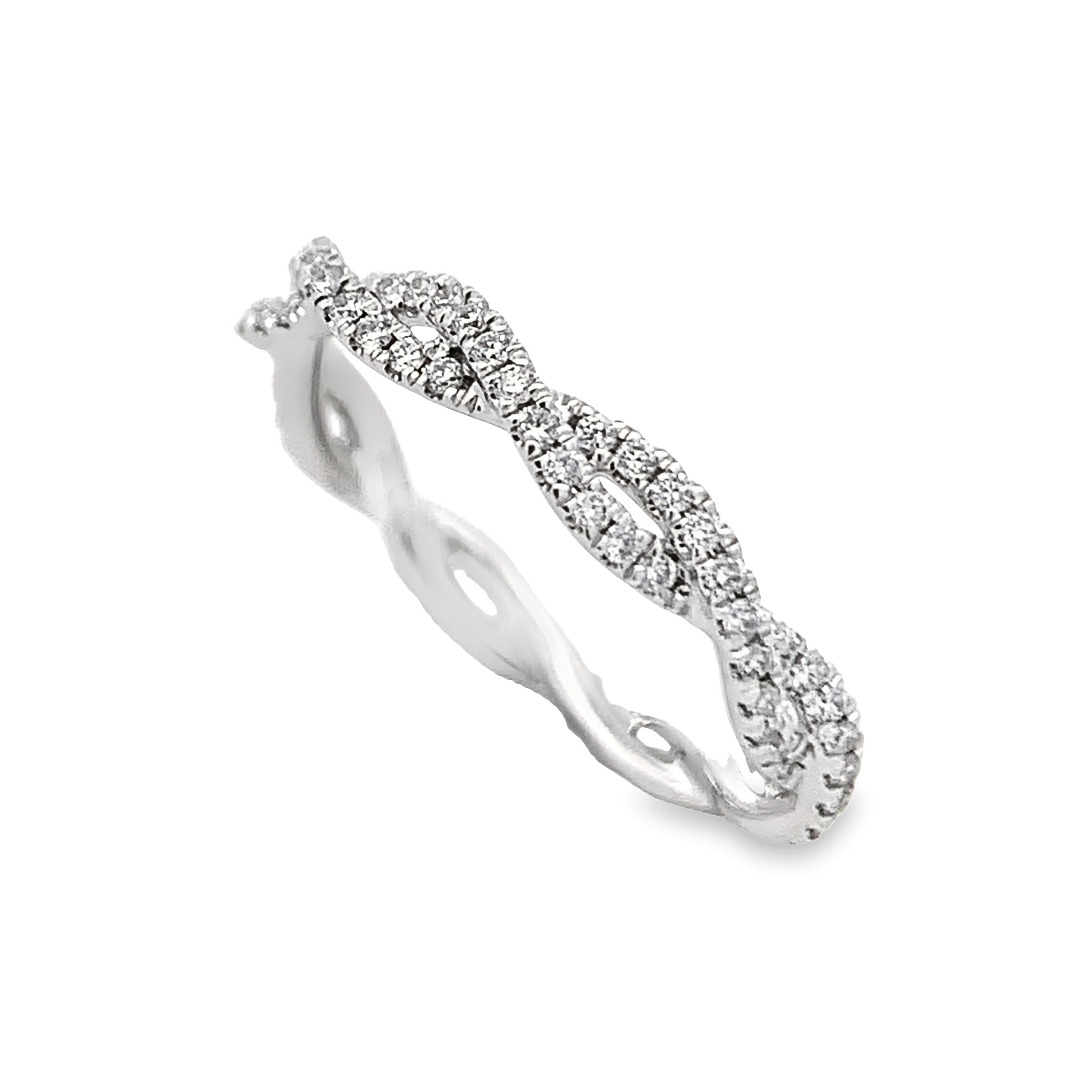 14K White Gold Twist Diamond Band