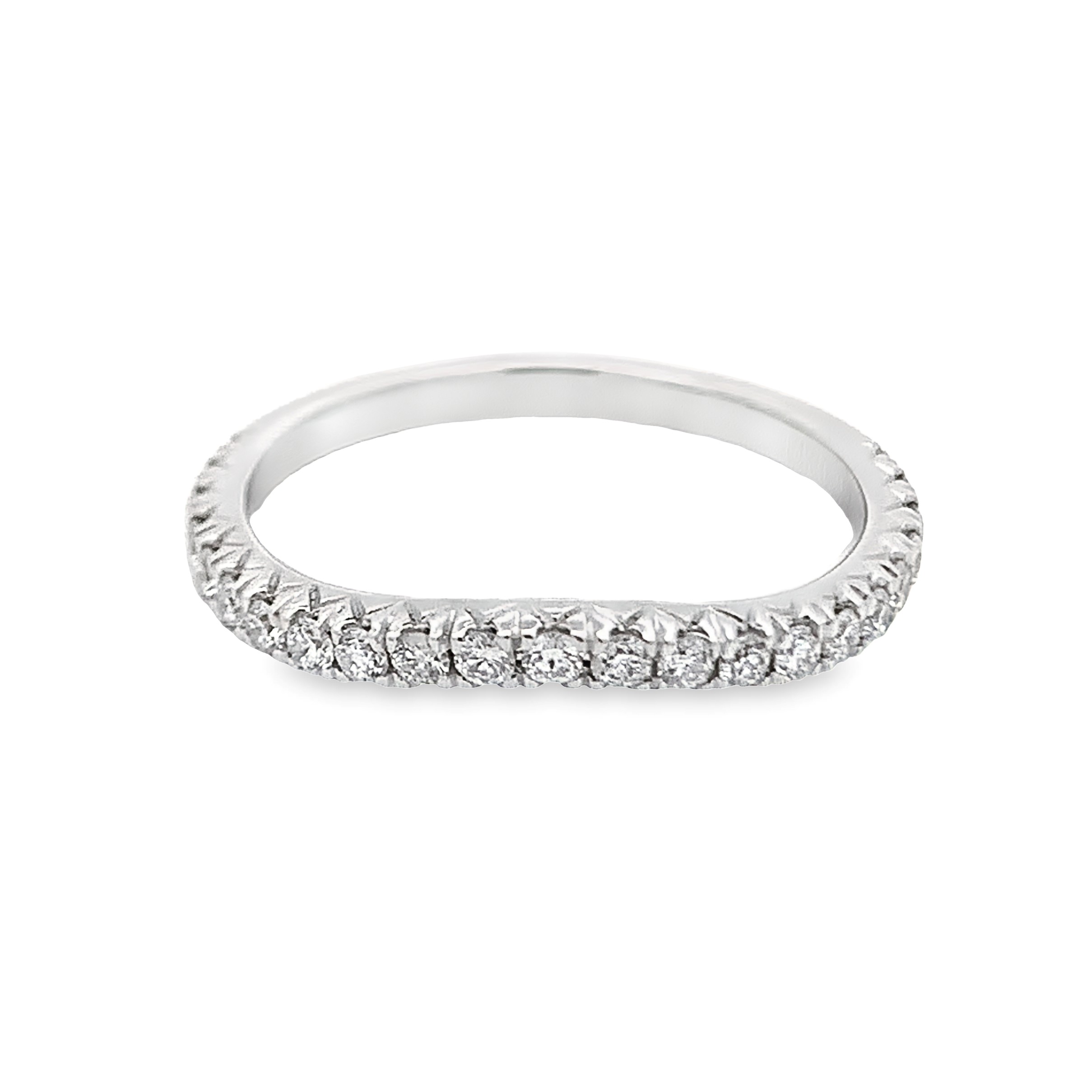 14K White Gold Curved Diamond Anniversary Band