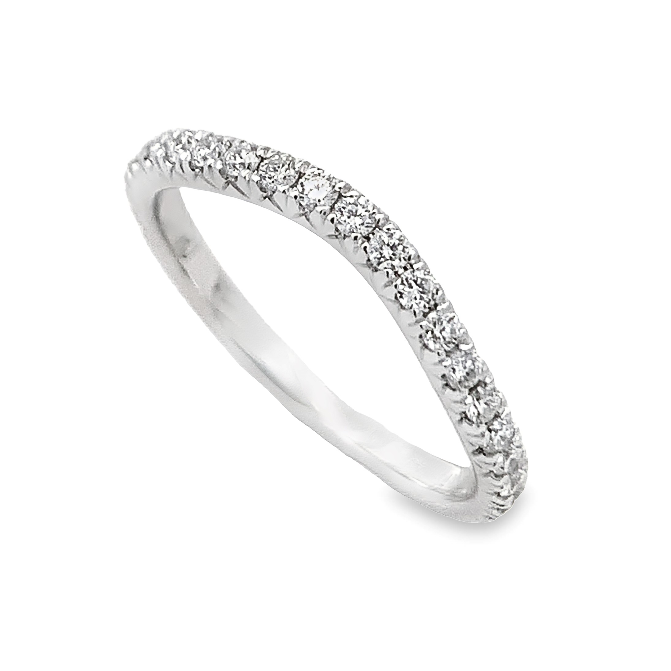 14K White Gold Curved Diamond Anniversary Band