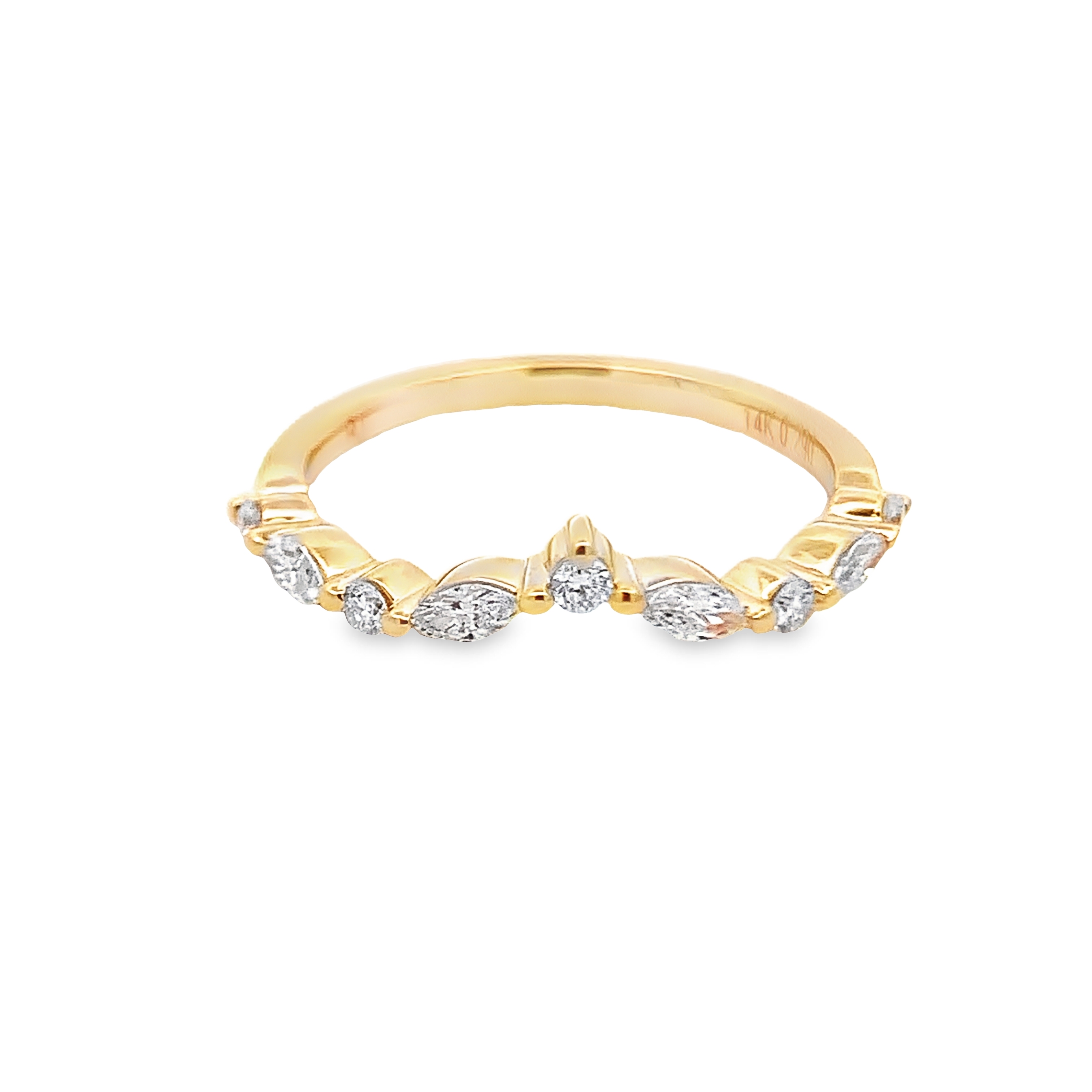 14K Yellow Gold V-Shaped Diamond Band