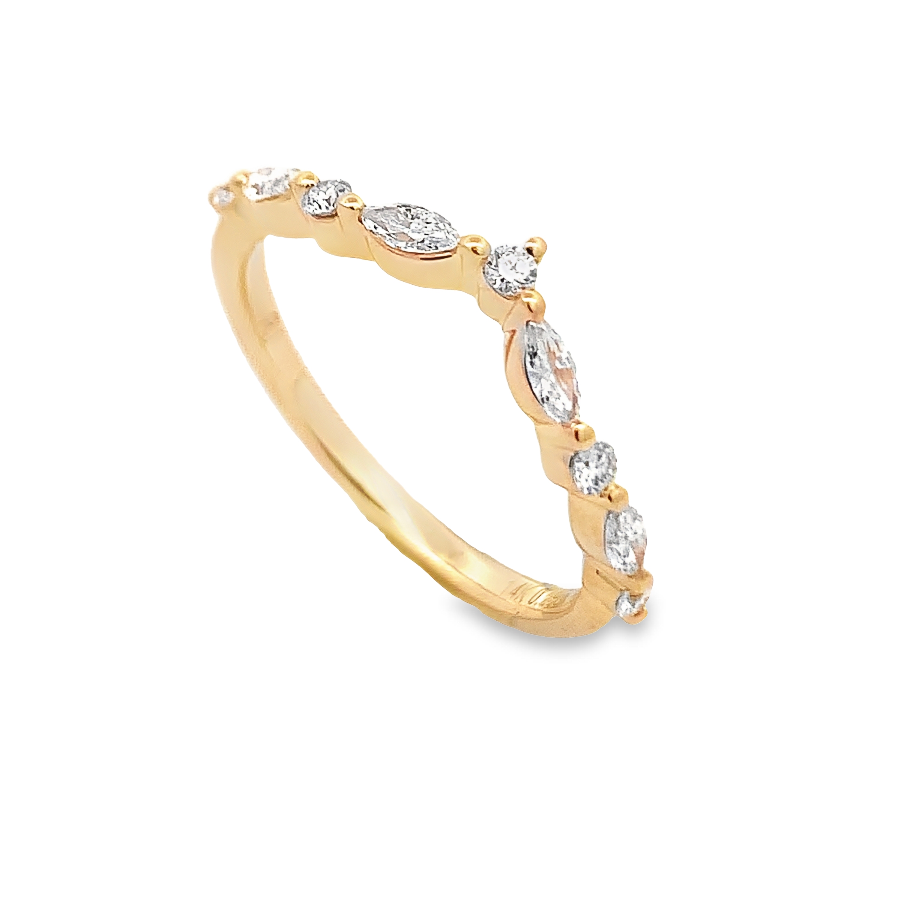 14K Yellow Gold V-Shaped Diamond Band