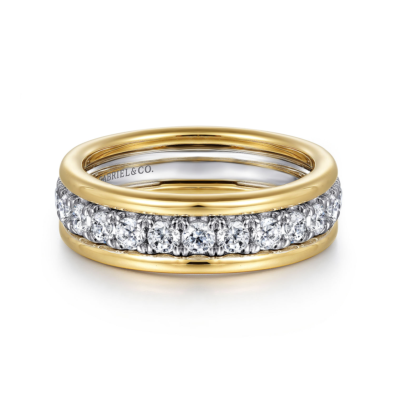 Gabriel & Co. 14K Two-Tone Stack Diamond Anniversary Band