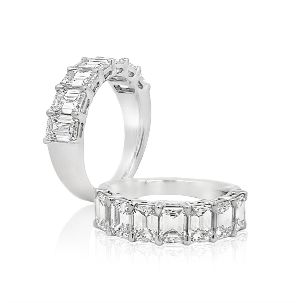 A. Jaffe Platinum Emerald Cut Anniversary Band