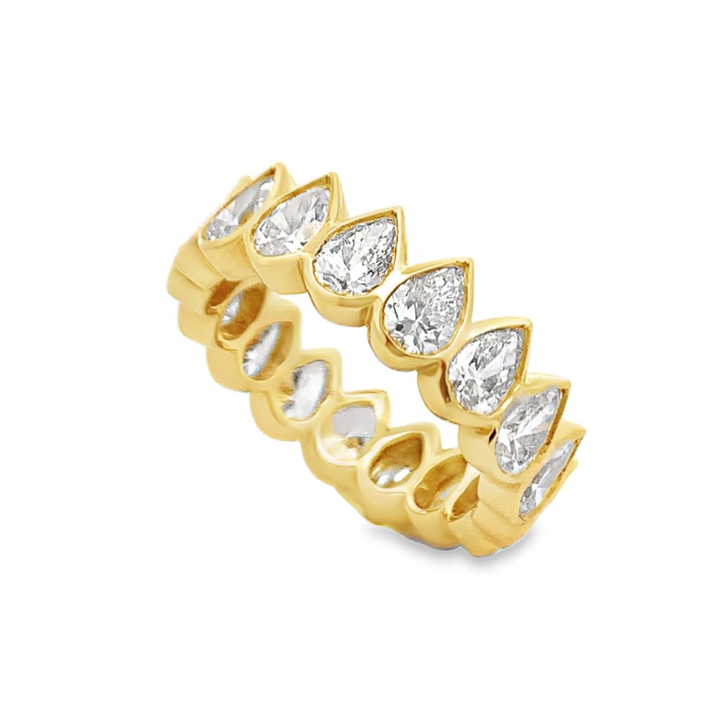 Norman Silverman 18K Yellow Gold Pear Bezel Eternity Band