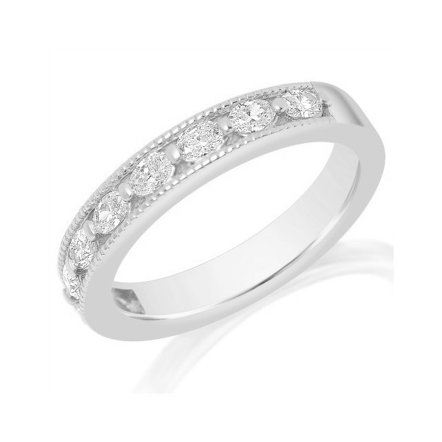 14K White Gold Milgrain Diamond Anniversary Band