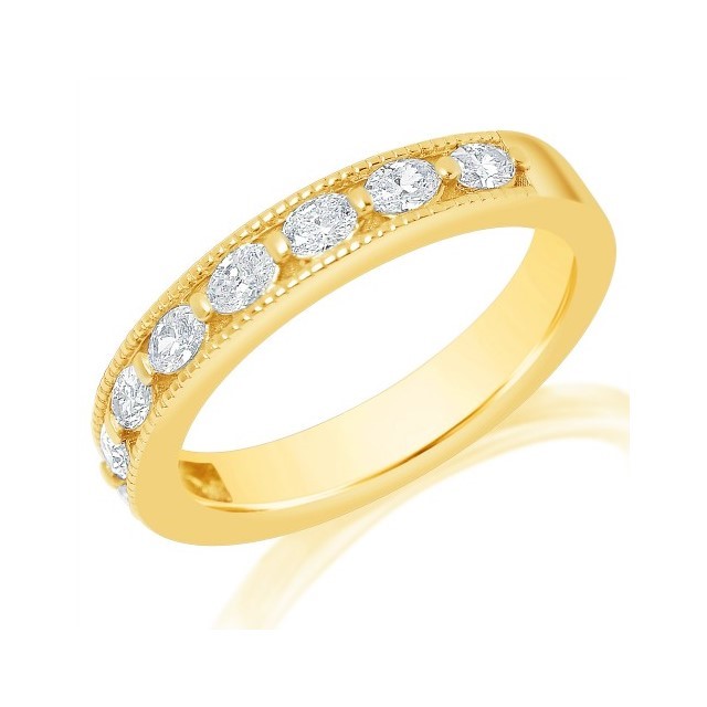 14K Yellow Gold Milgrain Diamond Anniversary Band