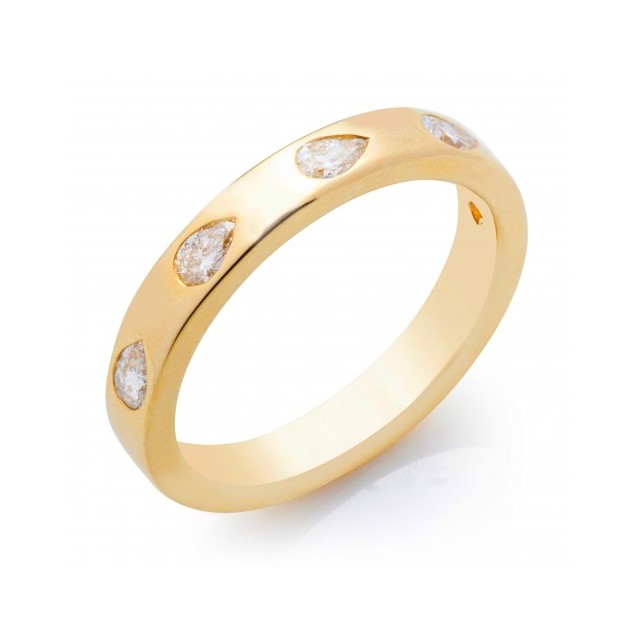 14K Yellow Gold Burnished Diamond Band