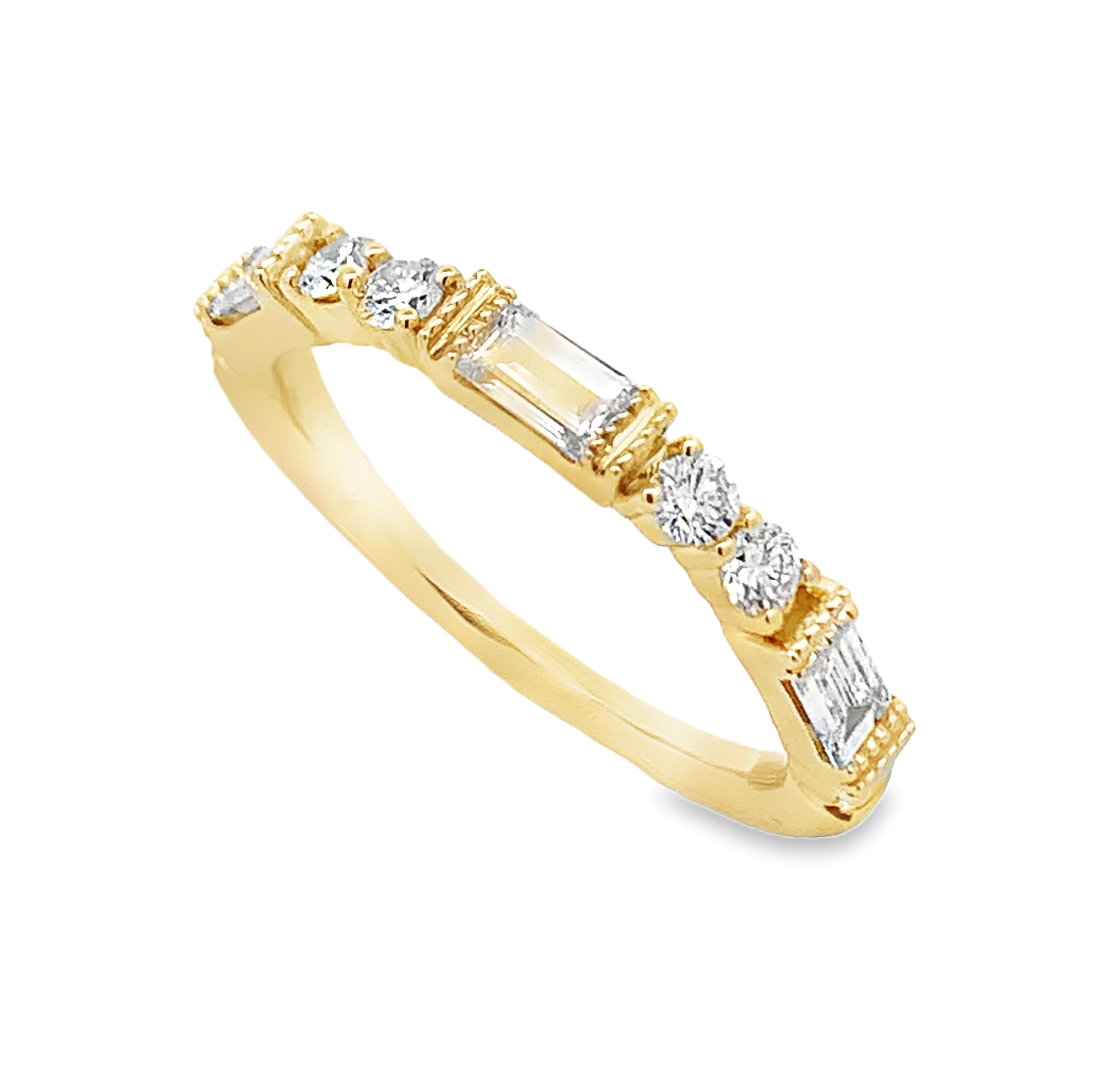 14K Yellow Gold Alternating Diamond Anniversary Band