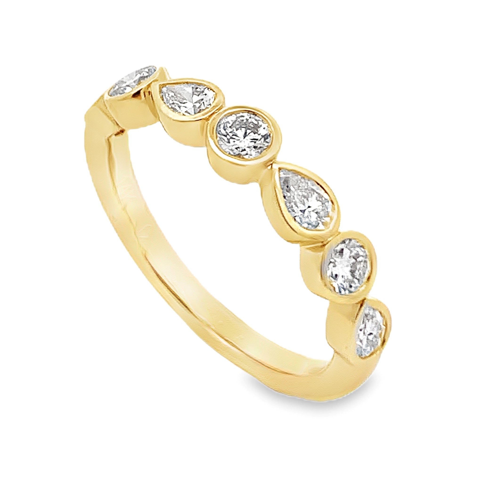 14K Yellow Gold Alternating Bezel Diamond Anniversary Band